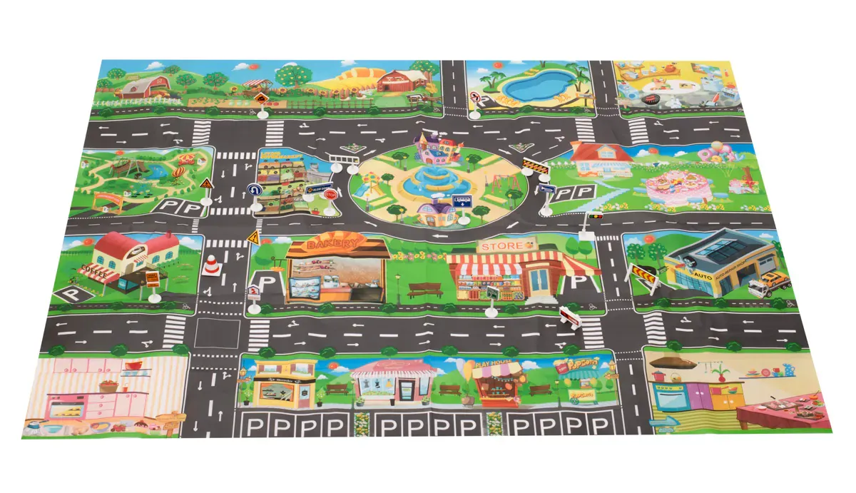 vodootporna podloga za igru ulice grada s prometnim znakovima 130x100cm - slika 6