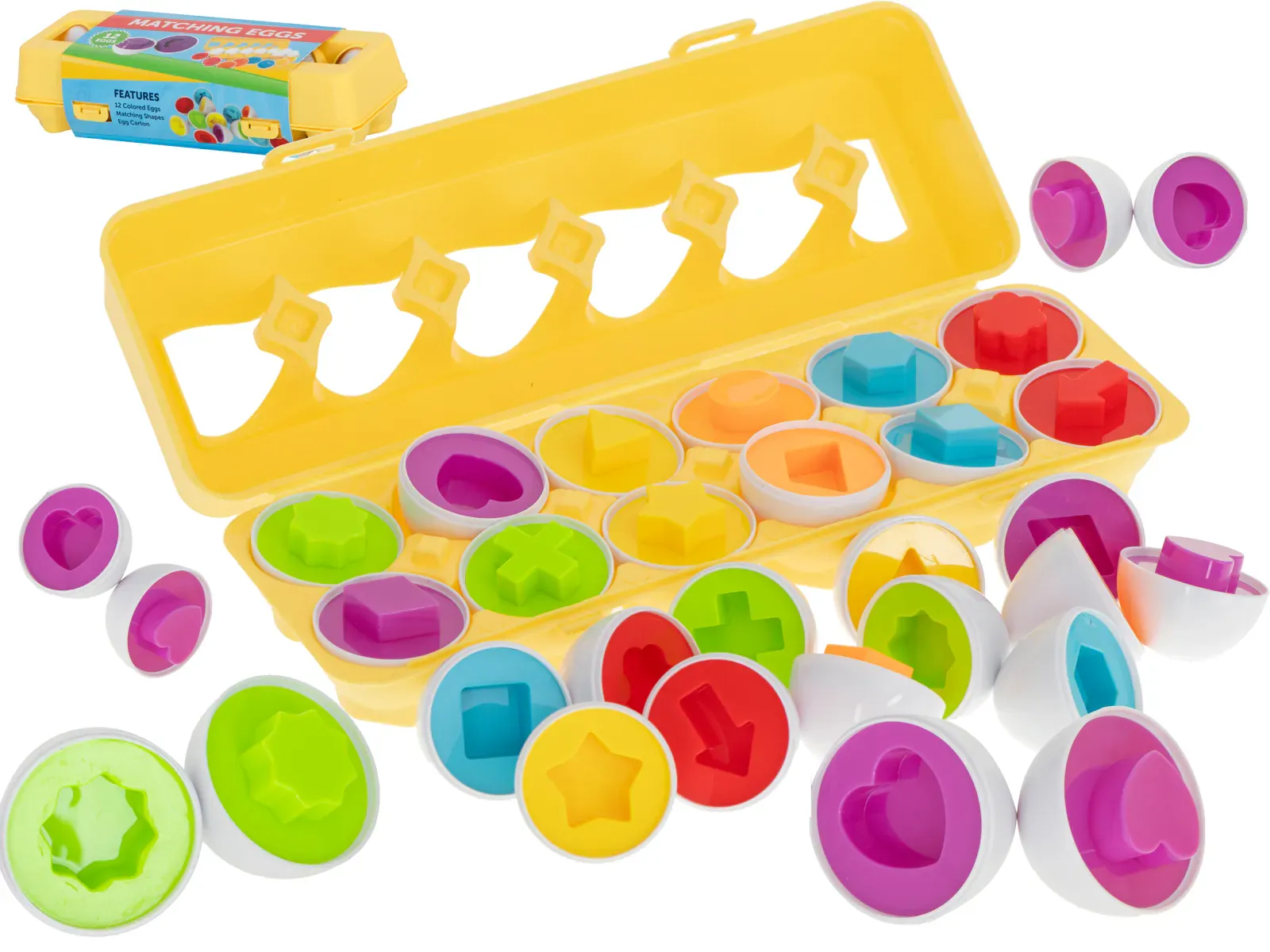 montessori edukativna slagalica u kutiji s jajima oblici 12 kom. - slika 2