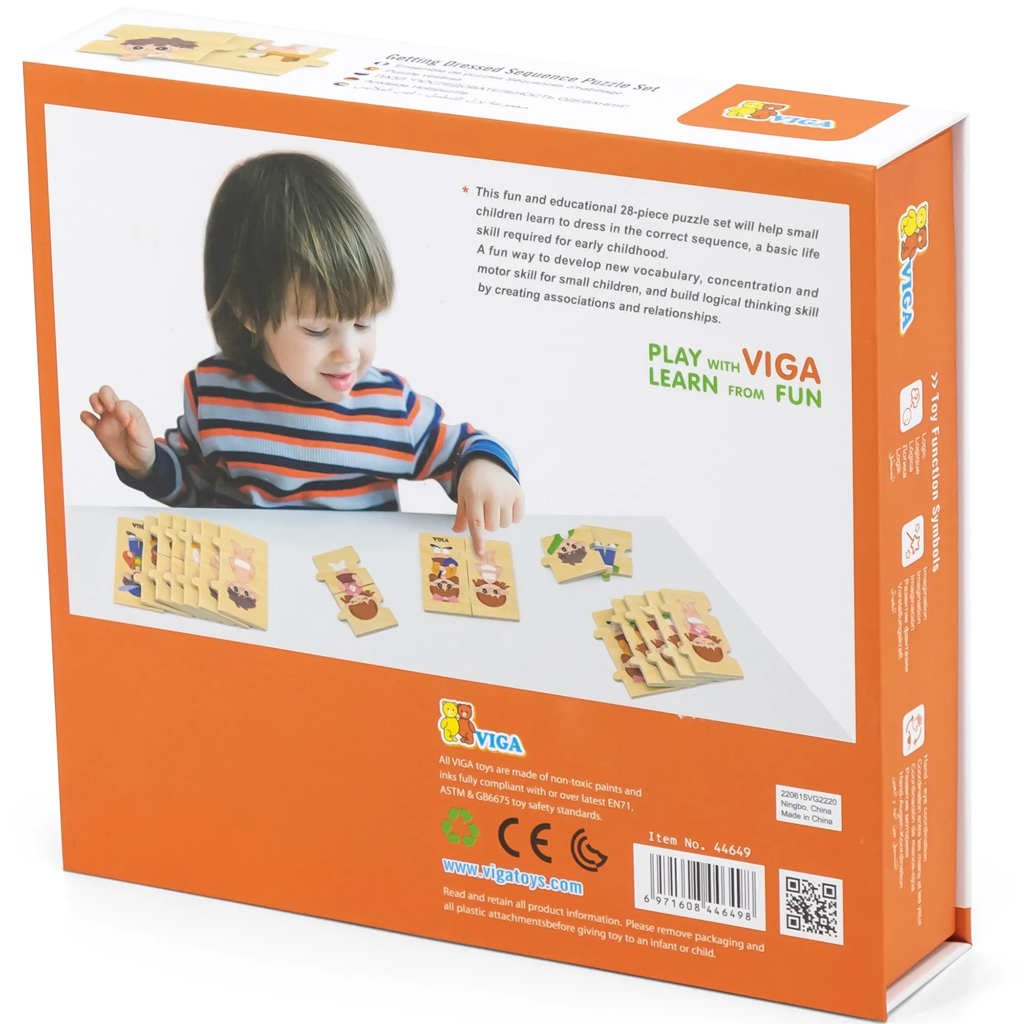 viga edukativne drvene puzzle 28 el. - učenje oblačenja - slika 10