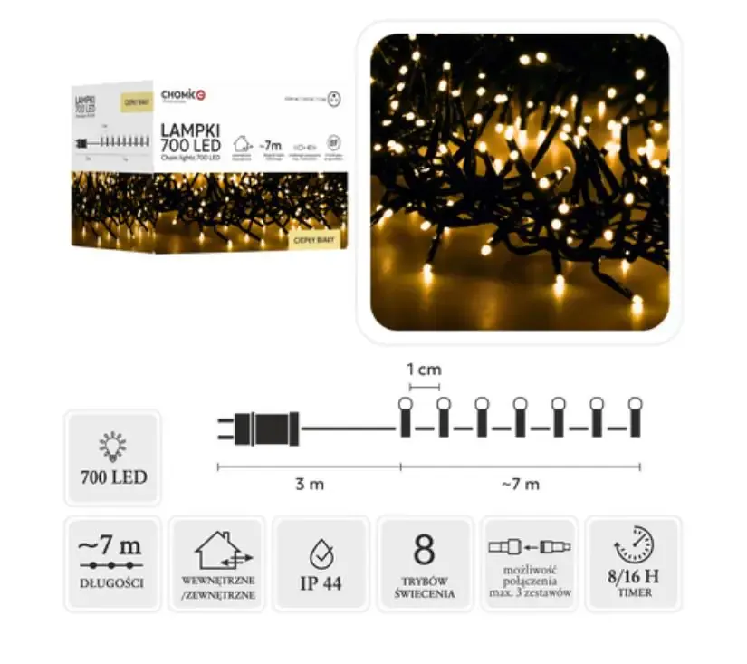 led lampice toplo bijela, 10m - slika 2