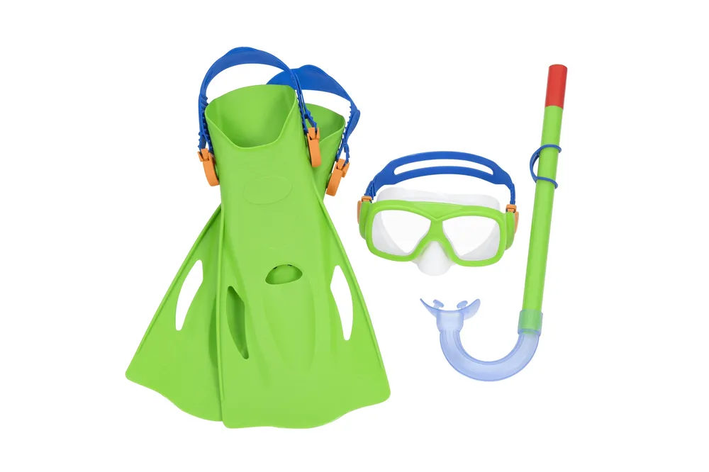 bestway ronilački set s maskom, disalicom i perajama zeleni 25019 - slika 5