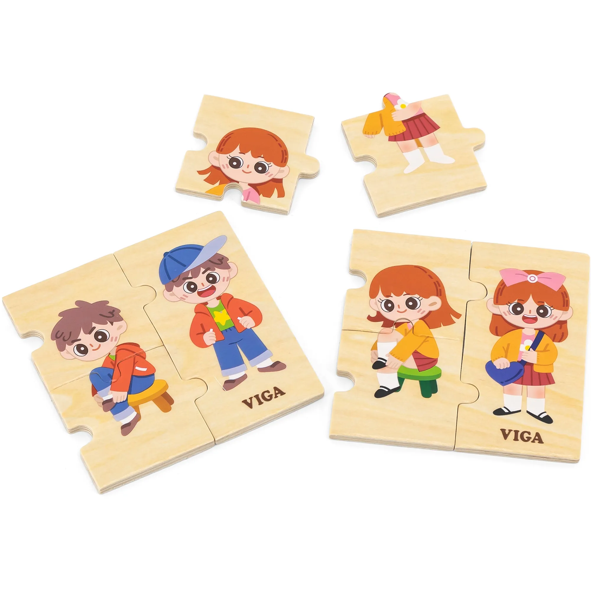 viga edukativne drvene puzzle 28 el. - učenje oblačenja - slika 5