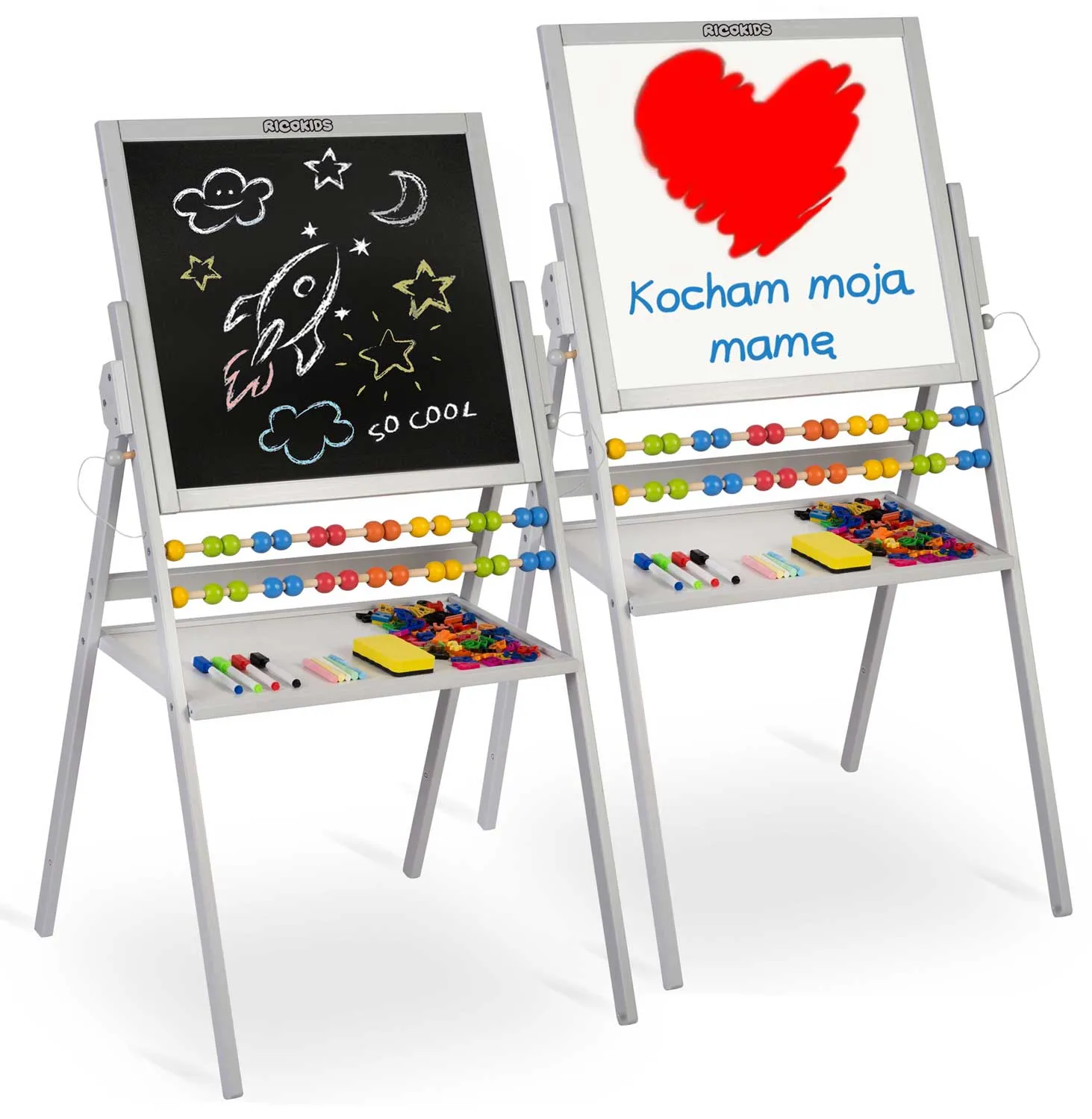 ricokids magnetska okretna ploča za kredu - siva - slika 8