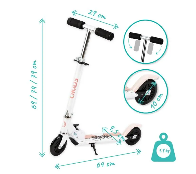 qkids flo aluminijski romobil svijetlo ružičasti - slika 3