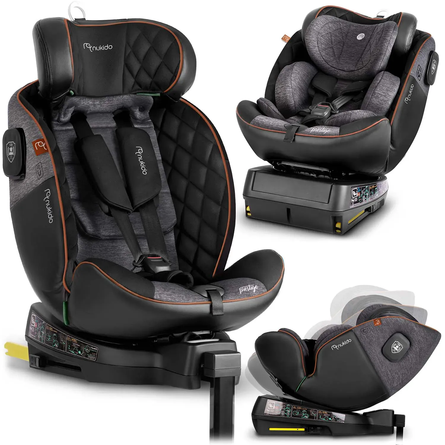 nukido prestige line autosjedalica crna i siva 0-36 kg isofix - slika 1