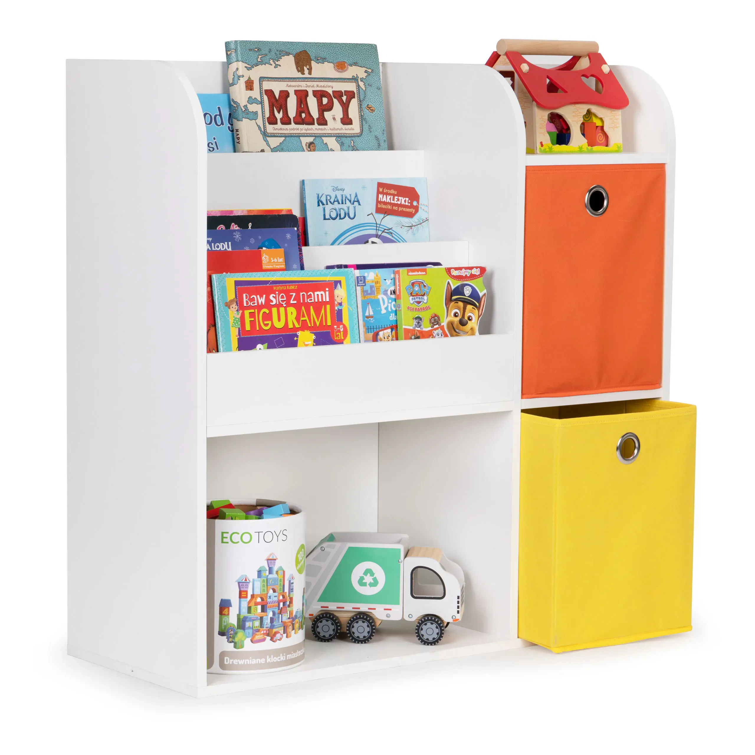 ecotoys ormarić s policama za knjige i organizatorom igračaka - slika 5