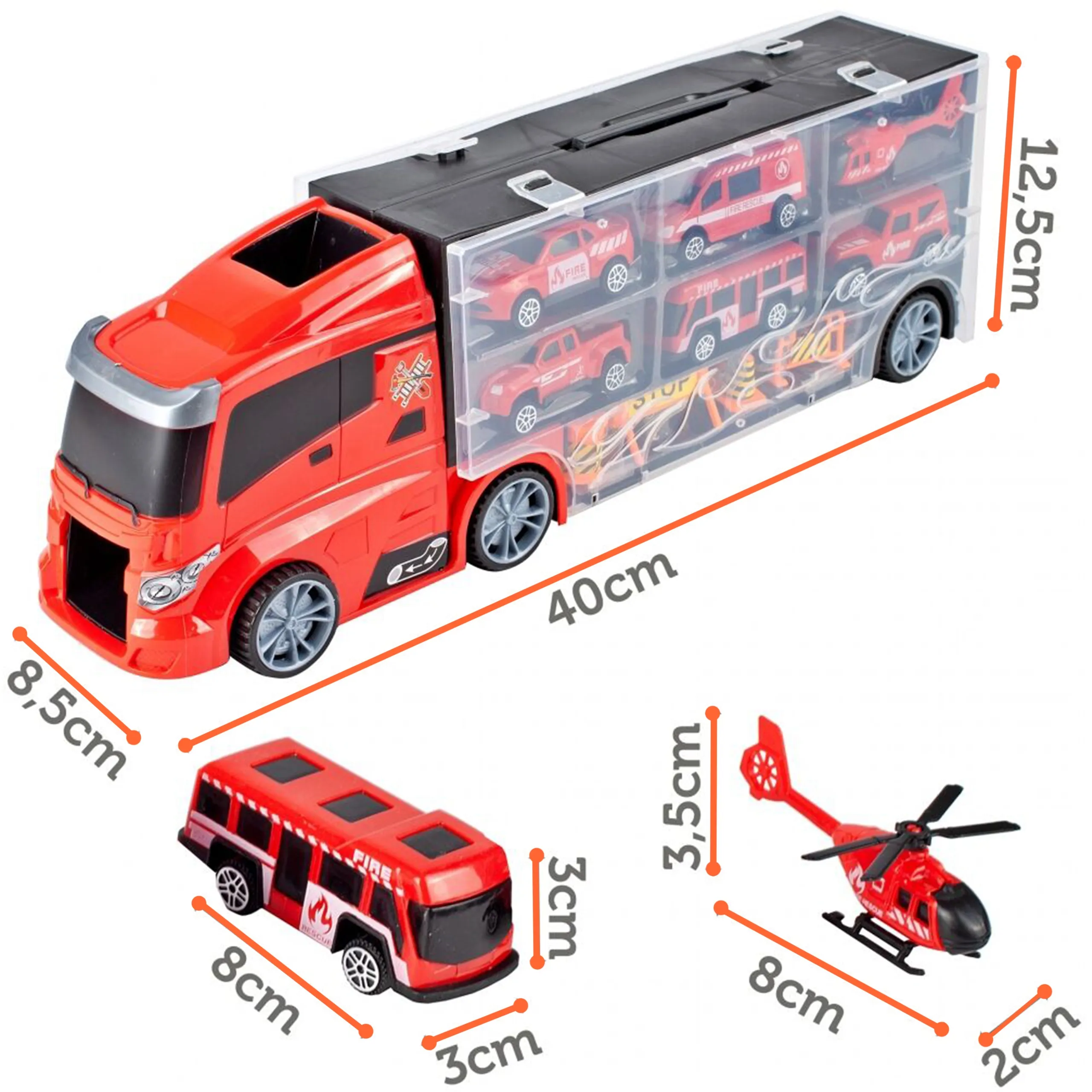 woopie set kamion transporter 3u1 crveni 11 kom. - slika 6