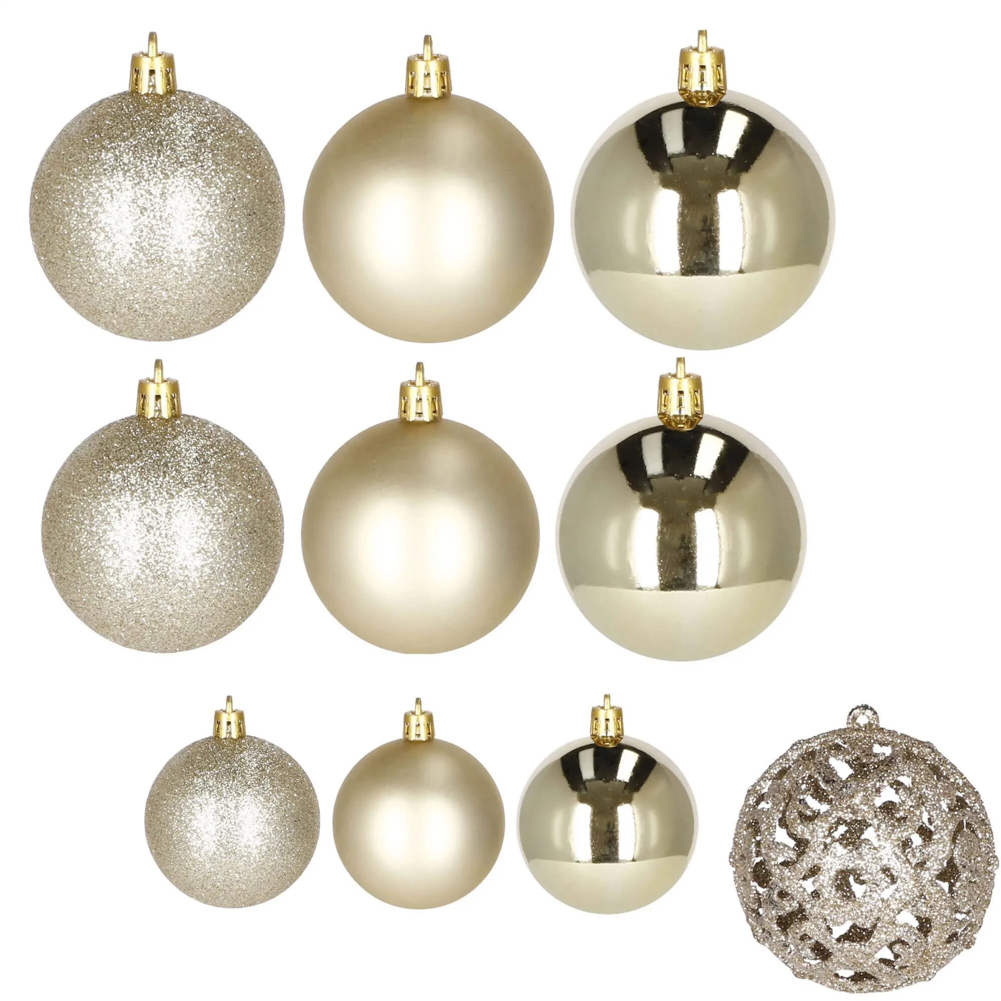 božićne kuglice 3 / 4 / 6 cm – set 100 komada zlatna boja - slika 9