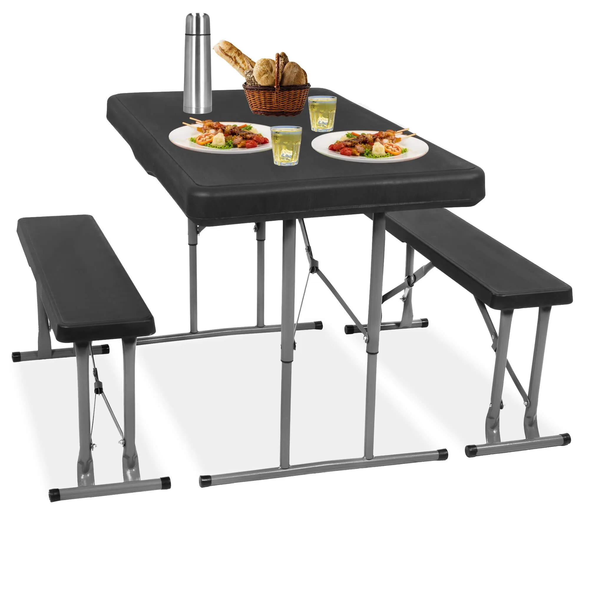 set za catering stol + klupe 105 x 65 x 69 cm crni - slika 5