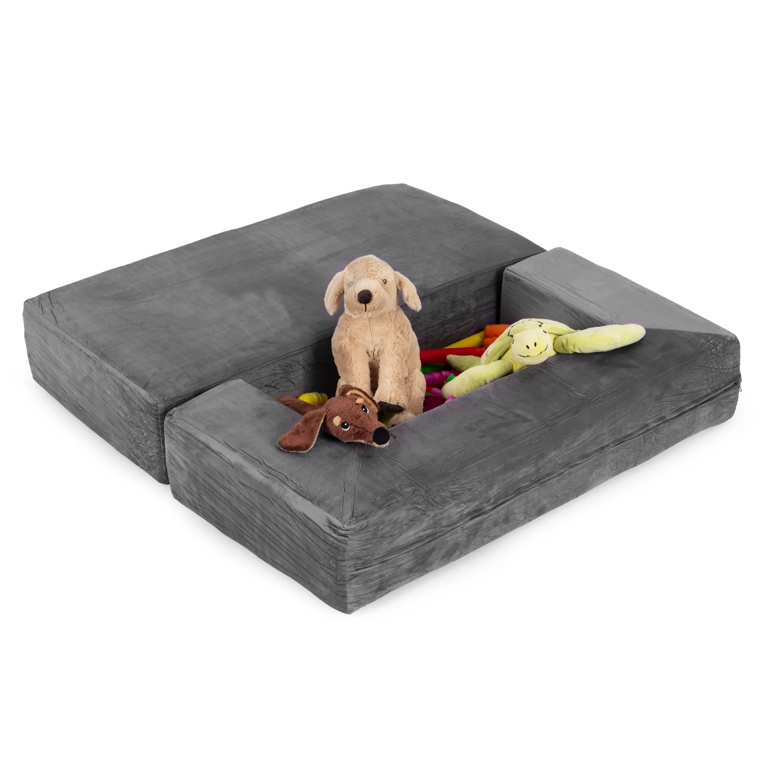 modularna sklopiva sofa za djecu – 4 mekana jastuka, siva, ecotoys - slika 6