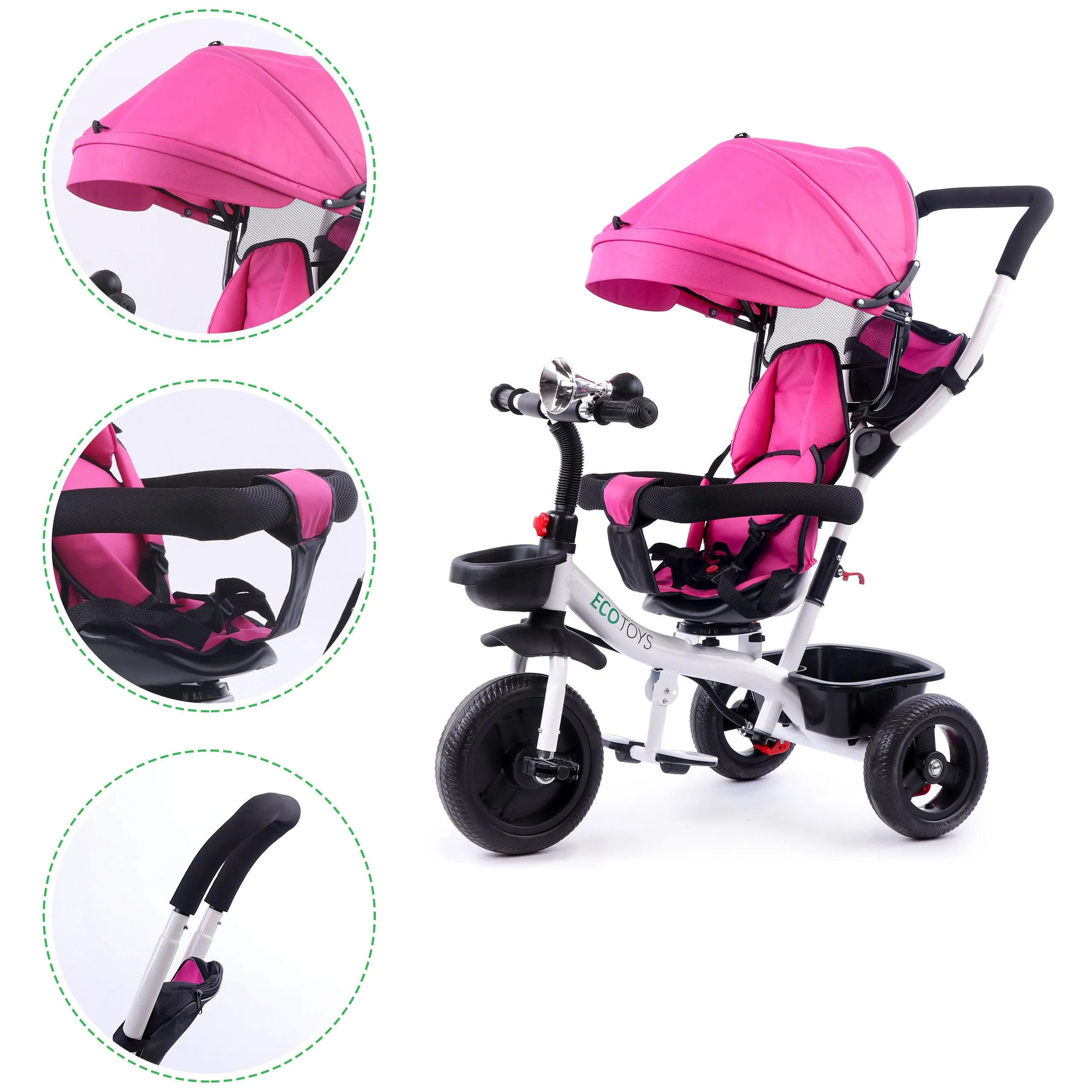 ecotoys dječji tricikl rozi - slika 9