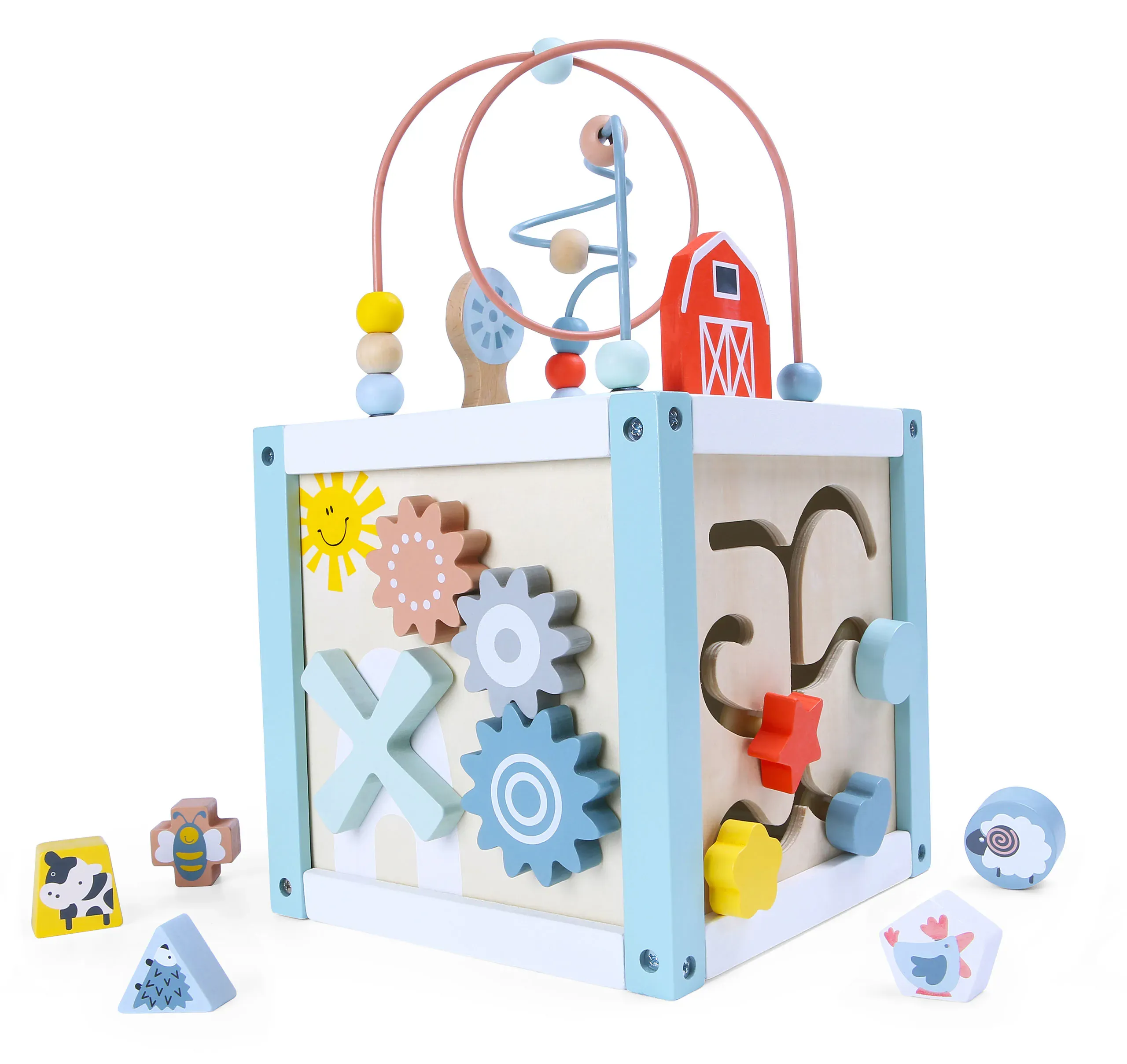 ecotoys drvena edukacijska kutija plava - slika 2