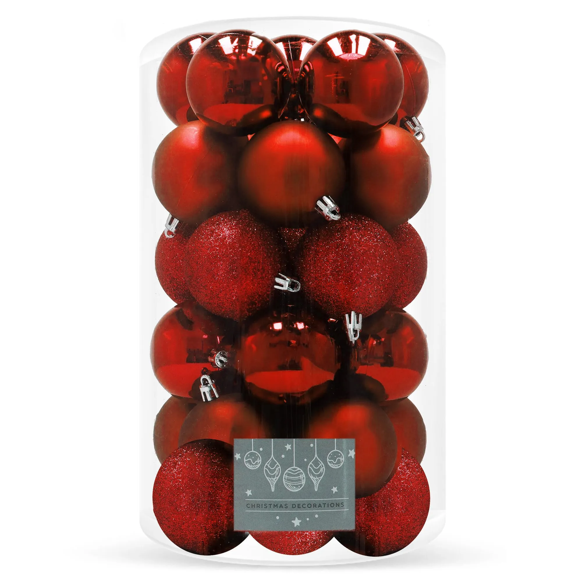 božićne kuglice 6 cm – set od 30 komada,crvene - slika 4