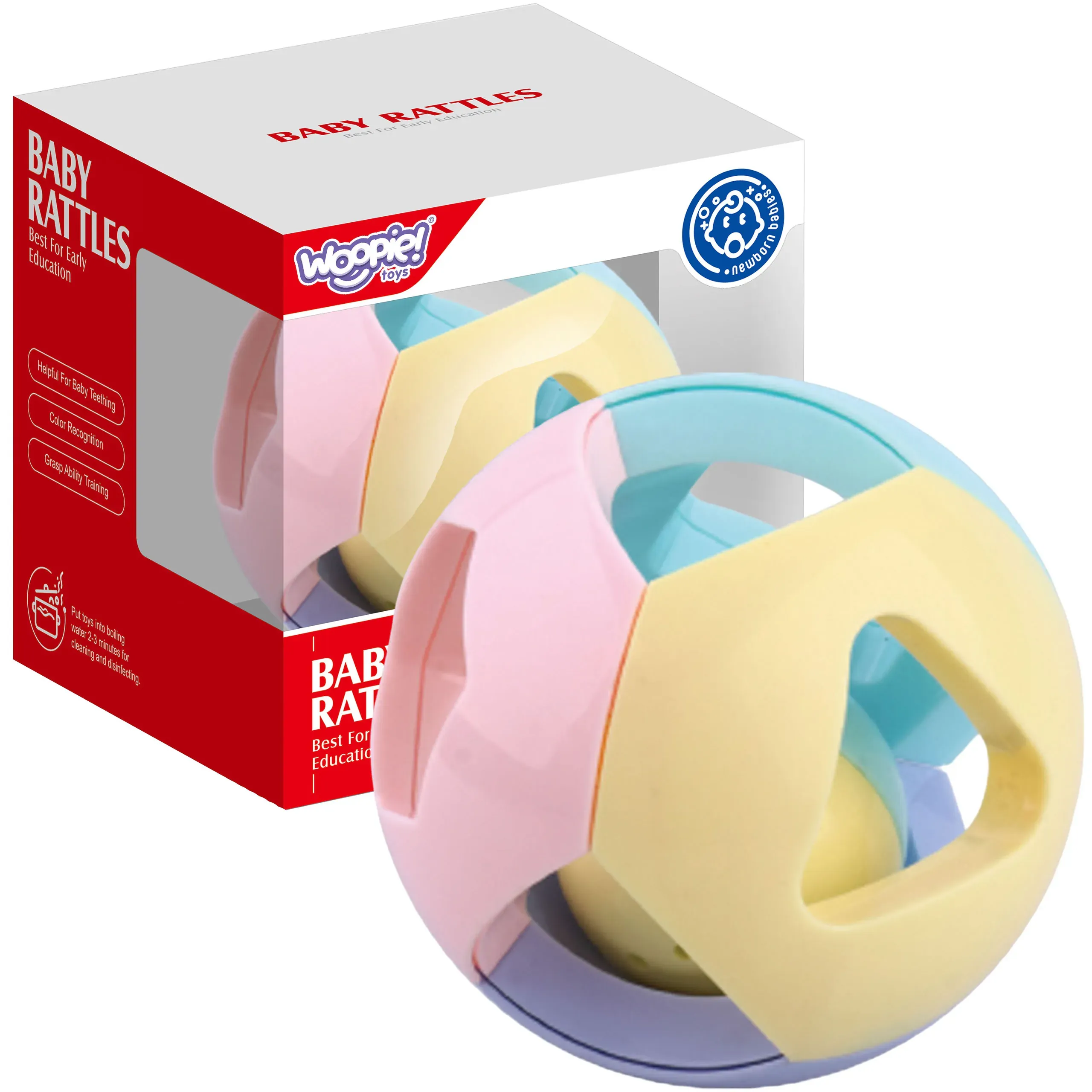 woopie pastelna zvečka, lopta za puzanje 0m+ - slika 2