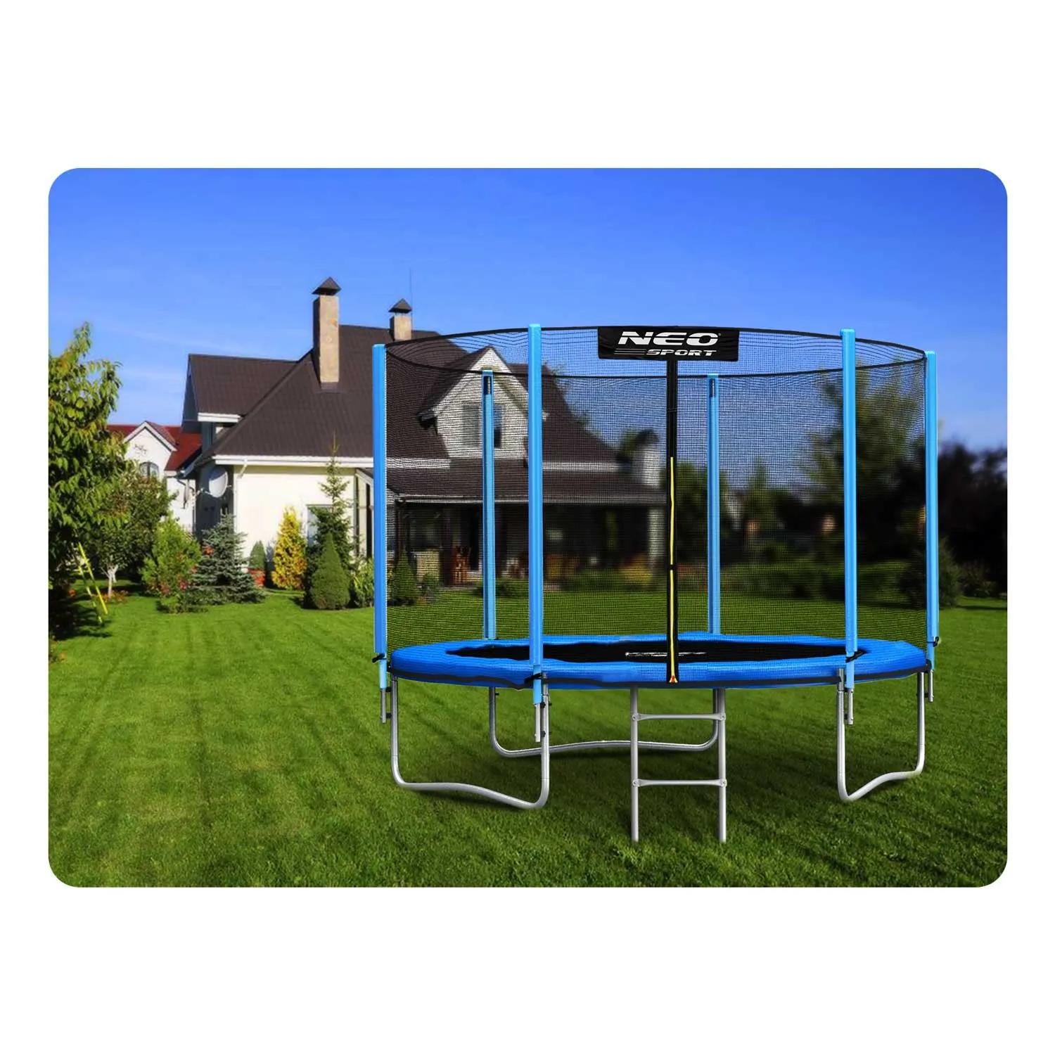 vrtni trampolin 8ft/252cm s vanjskom mrežom i neo-sportskim ljestvama - slika 3