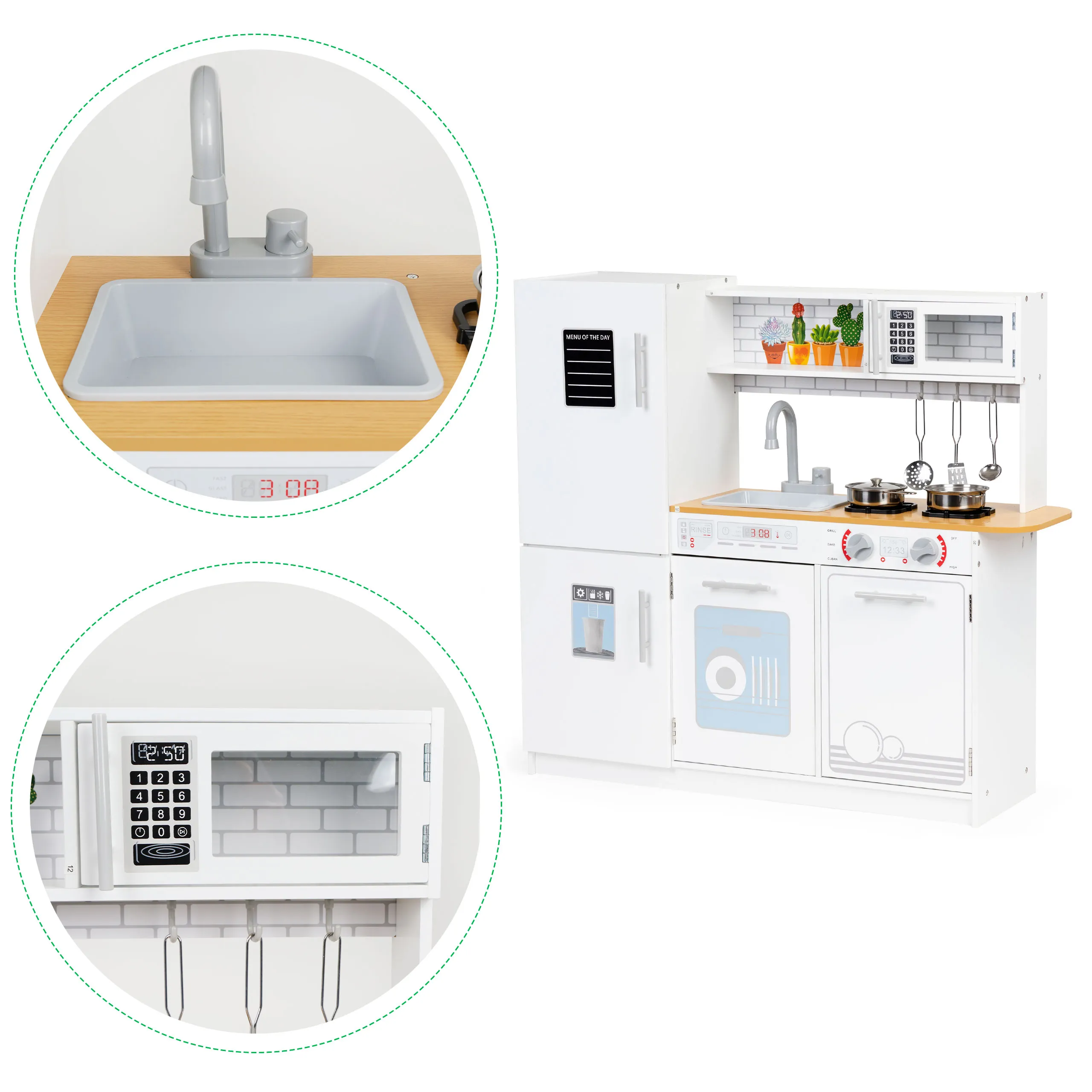 ecotoys drvena dječja kuhinja s priborom plk553 - slika 6