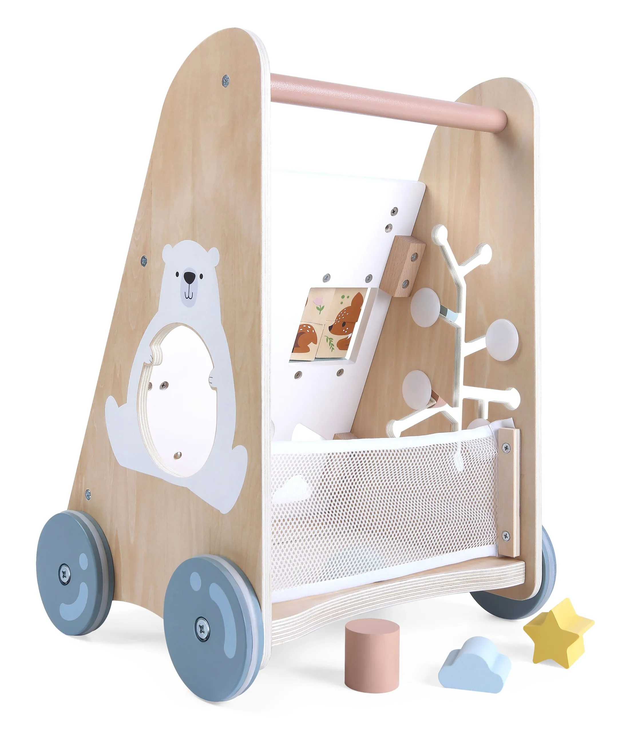 ecotoys drvena guralica za djecu bijela - slika 4