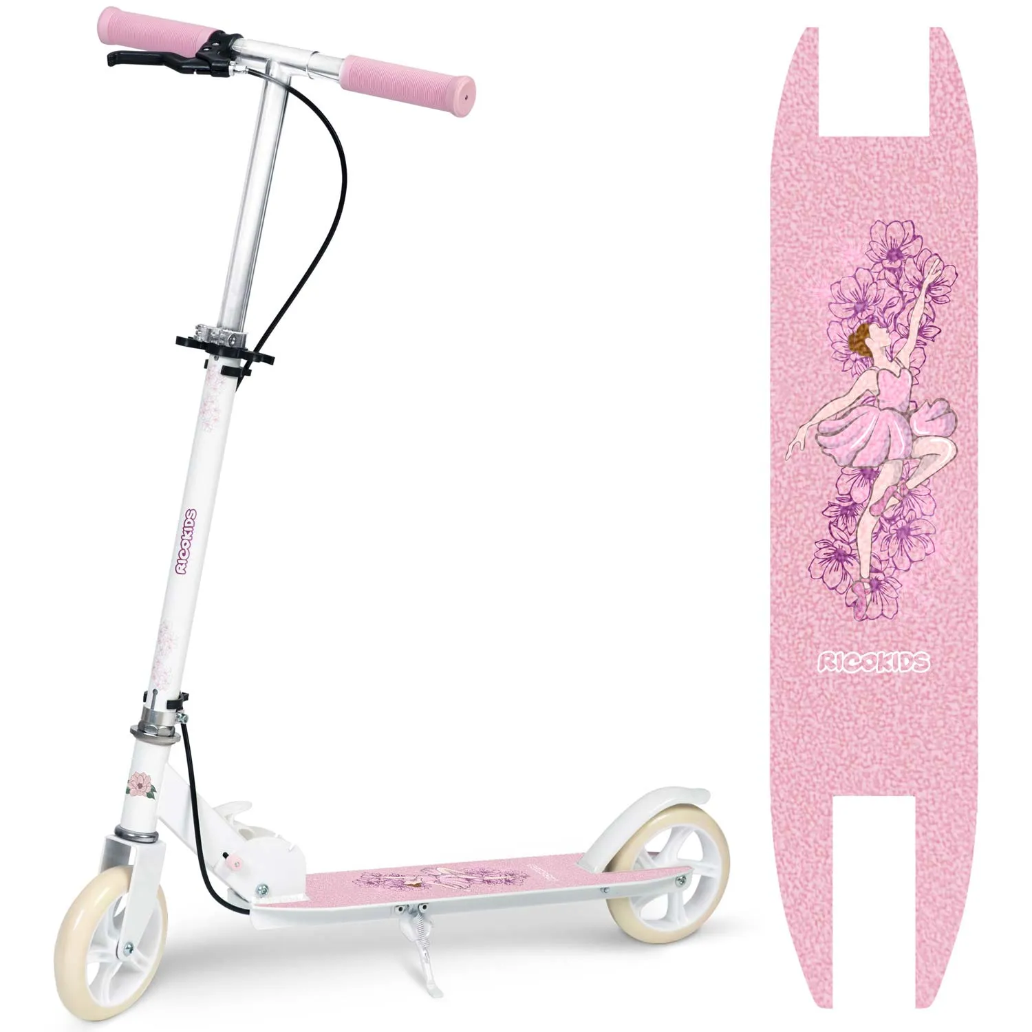 ricokids romobil za djecu kodi, pu kotači, rozi - slika 7