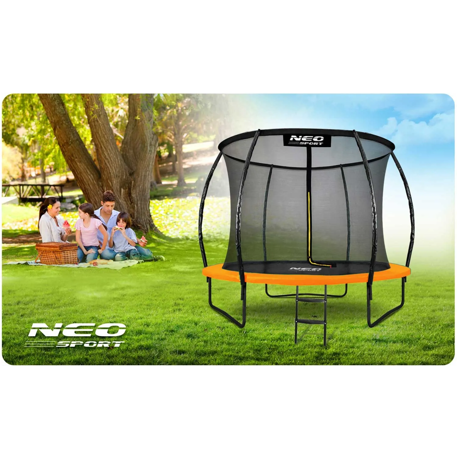 neo-sport profilirani vrtni trampolin 252 cm (8 ft) s unutarnjom mrežom, narančasti - slika 7