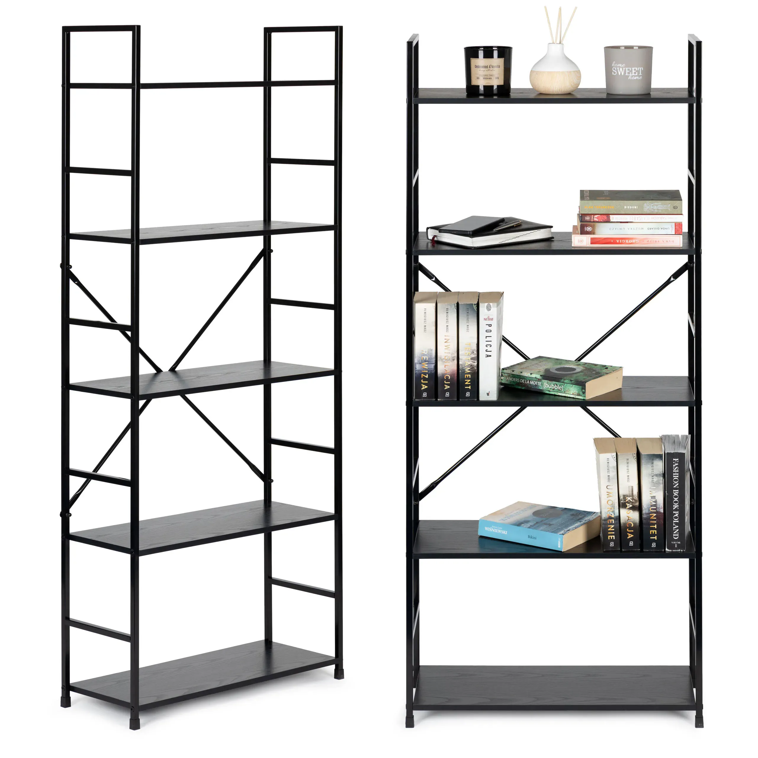 modernhome loft polica za knjige, 5 razina - slika 2