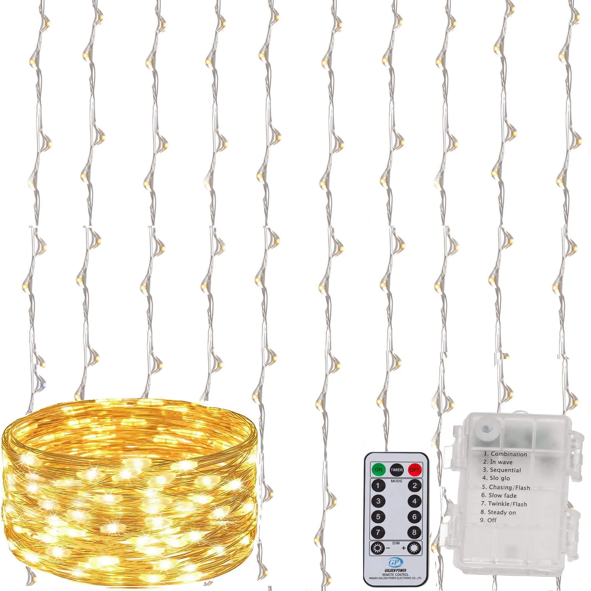 led svjetlosna zavjesa – 300 lampica, toplo bijela - slika 7