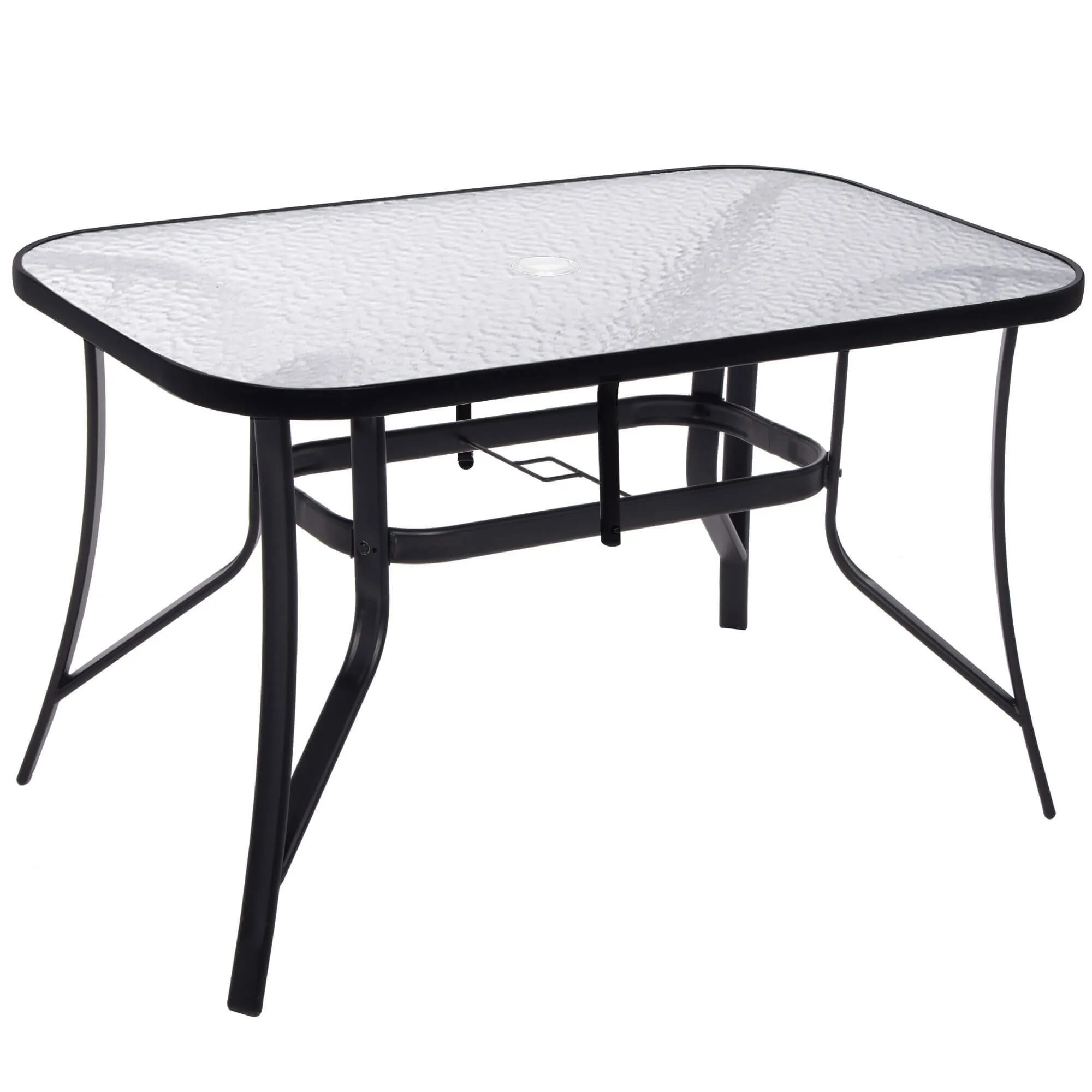 springos stakleni vrtni stol, crni 150 x 90 cm - slika 6