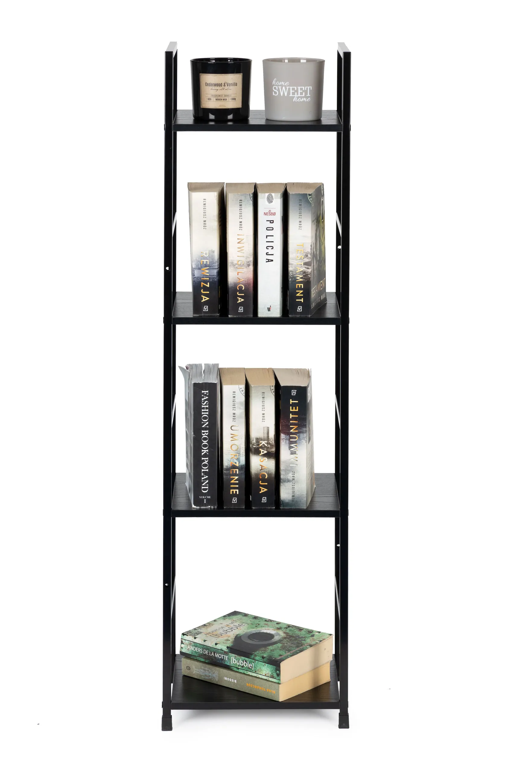 modernhome loft polica za knjige, 4 razine, crna - slika 4