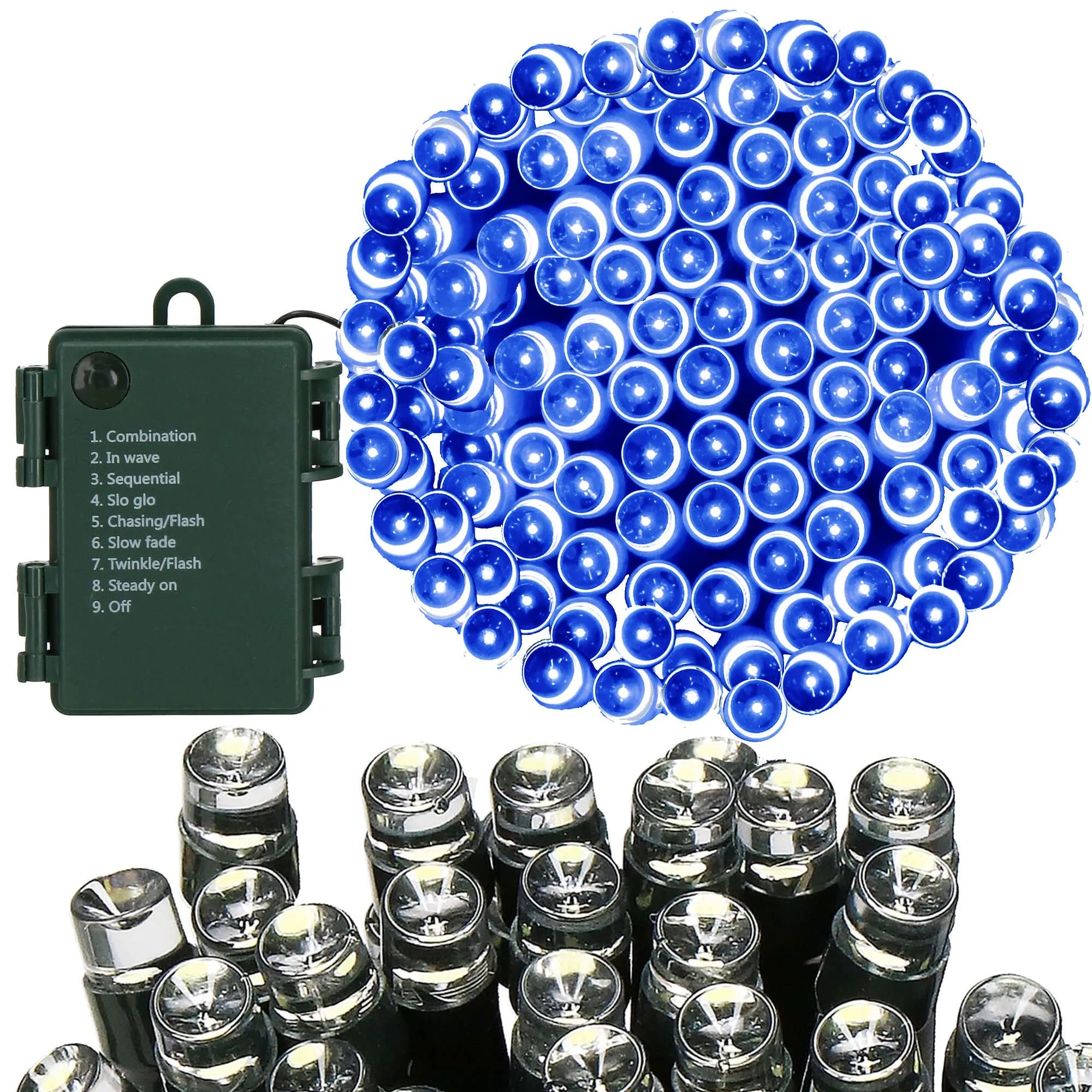 led lampice na baterije – 100 lampica plave - slika 10