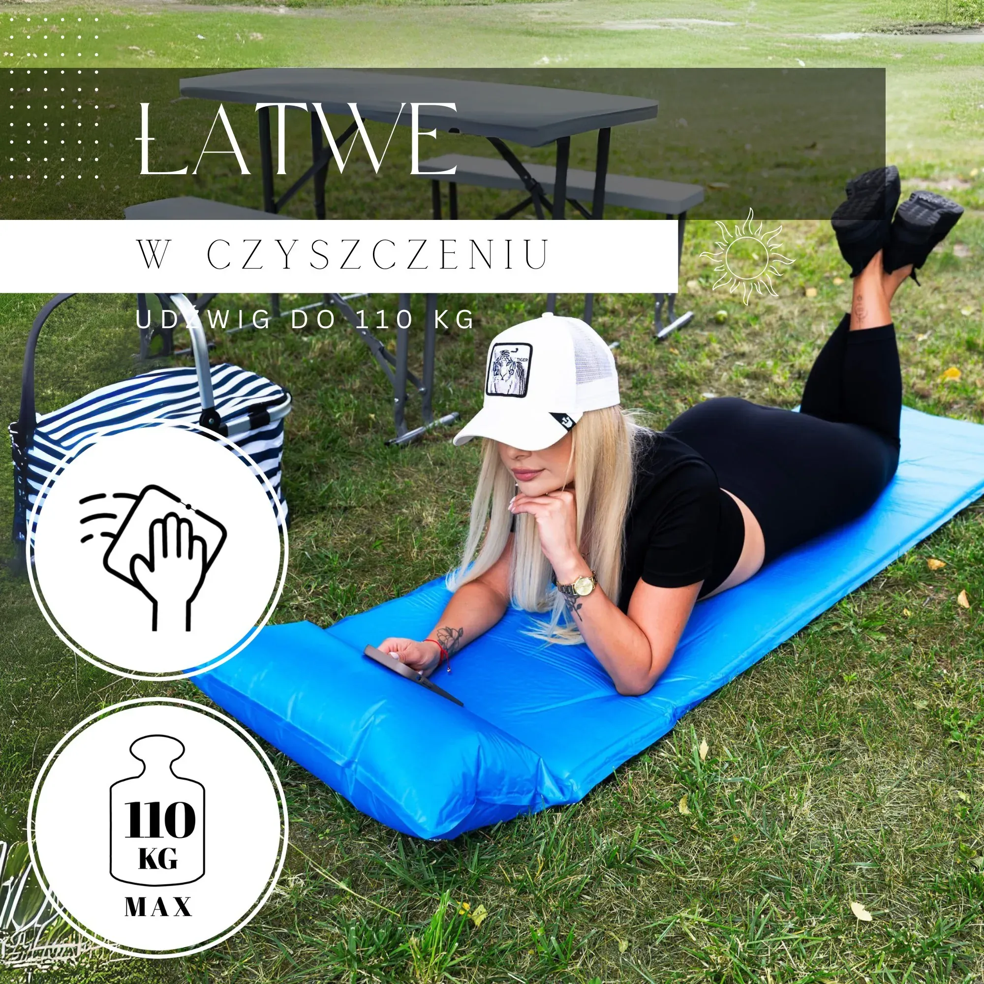 prostirka za samonapuhavanje, plava - slika 2