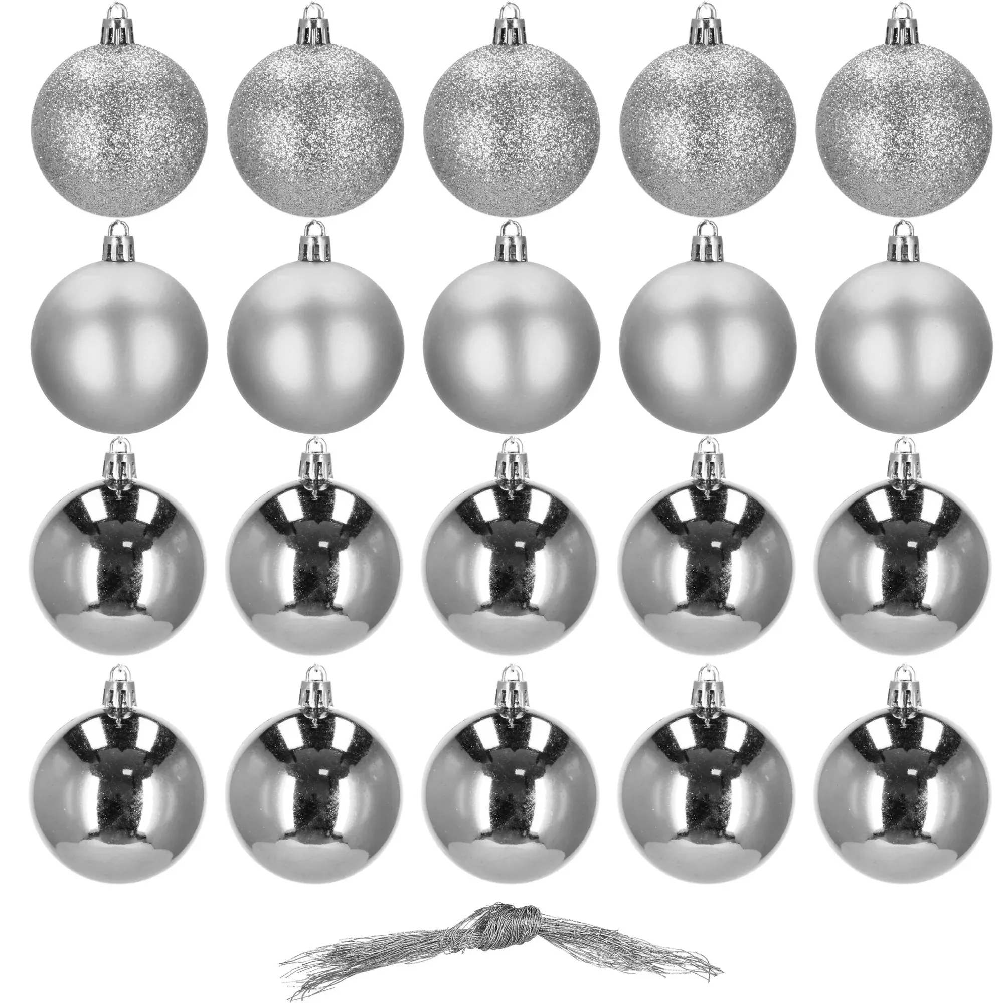 božićne kuglice 4 cm – set od 20 komada, srebrne - slika 2