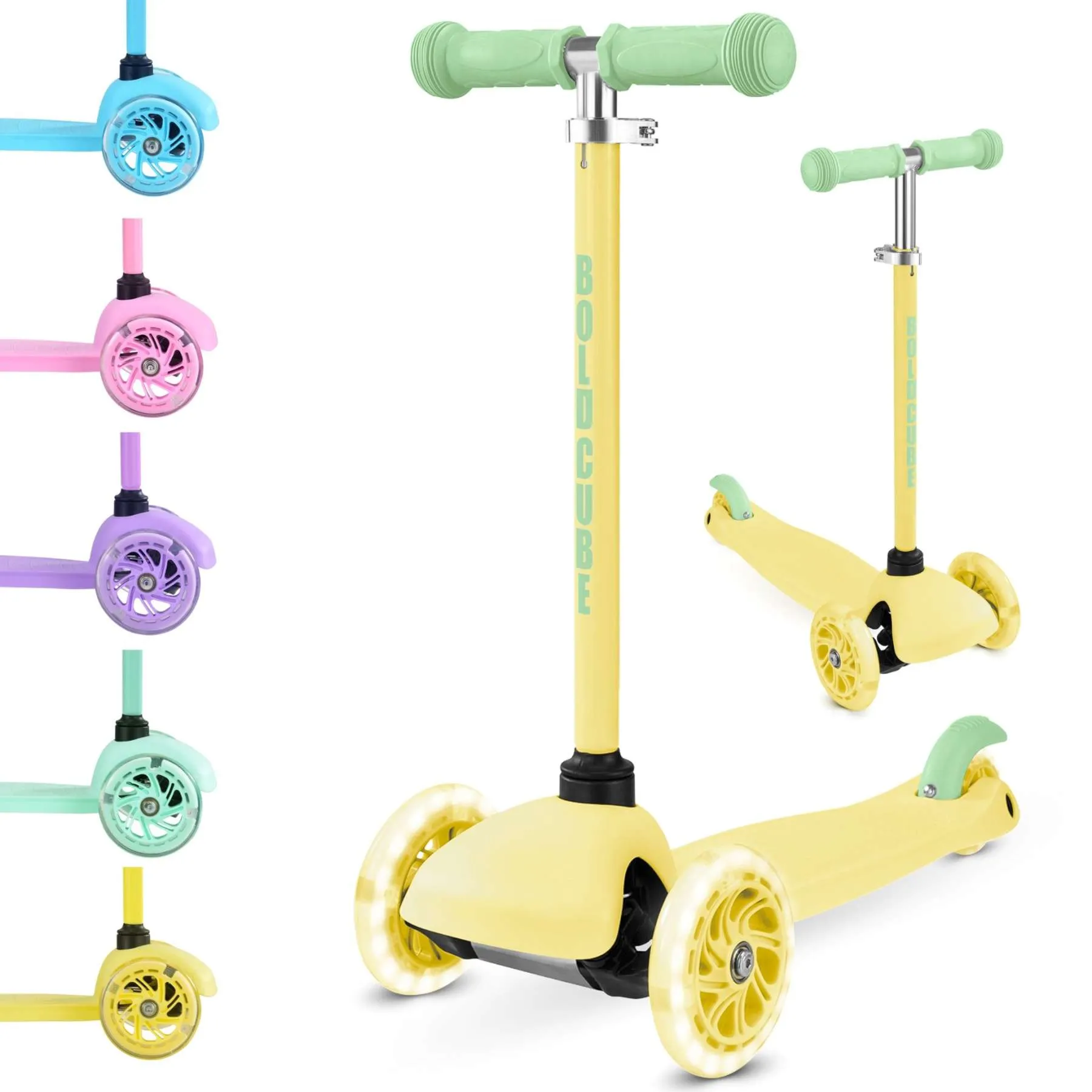 boldcube sklopivi mali romobil s tri kotača, žuti - slika 10