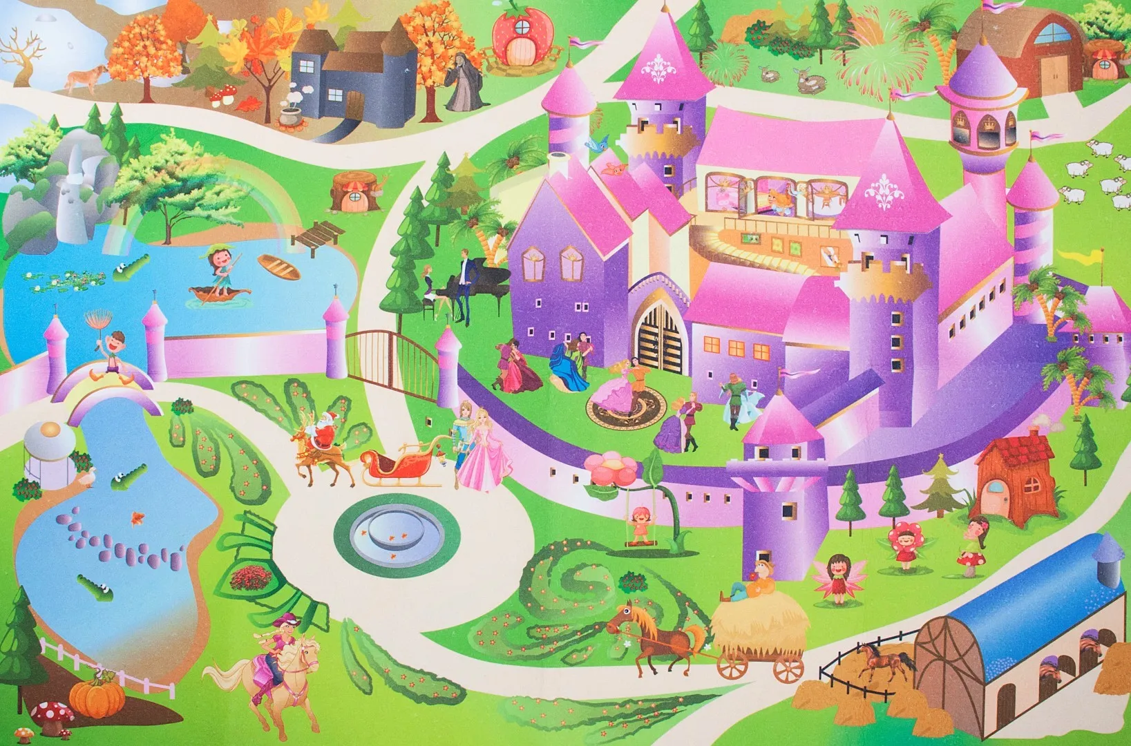 sun baby podloga za igru princezin dvorac s autićima 120x80cm - slika 3