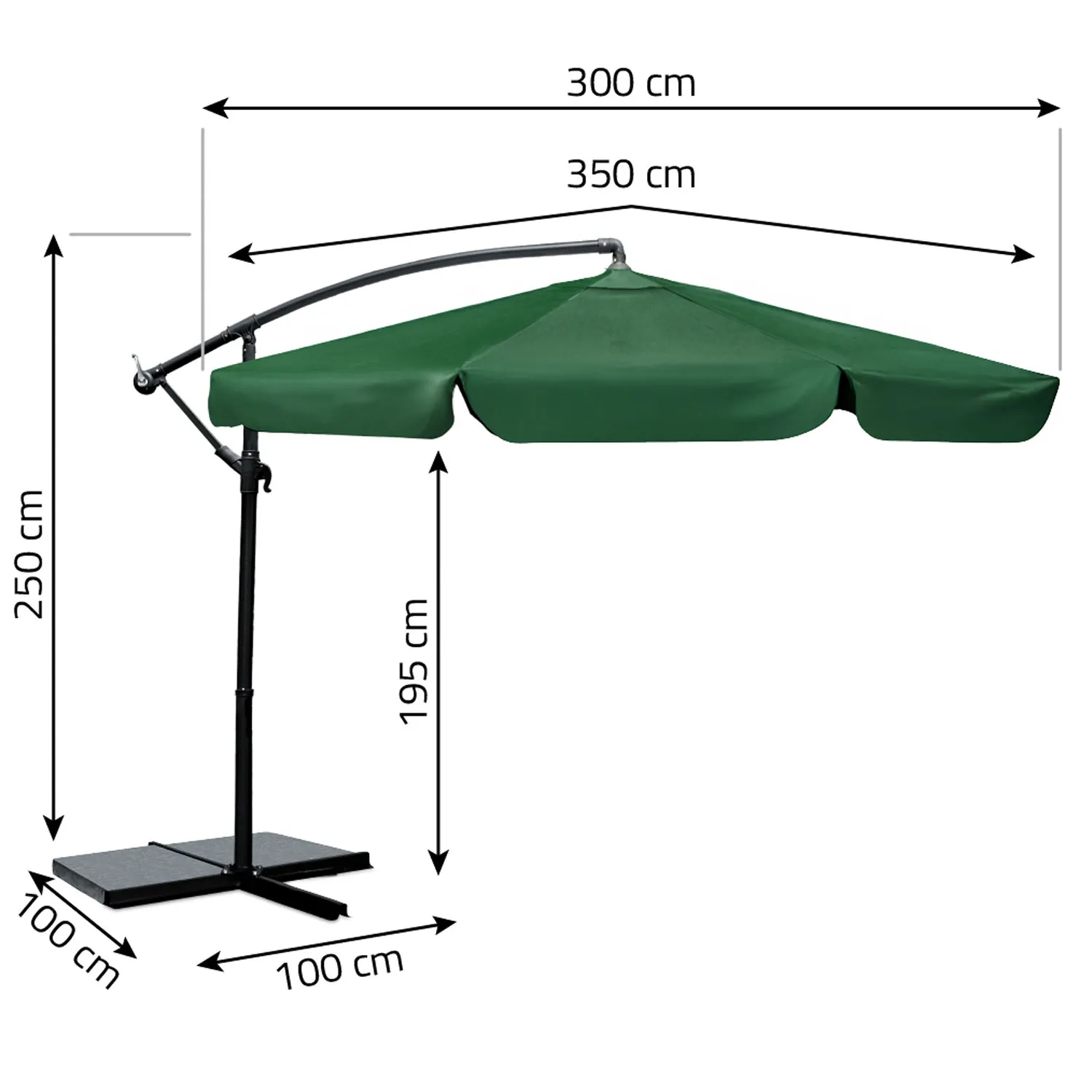 veliki vrtni suncobran plonos 350 cm zeleni - slika 4