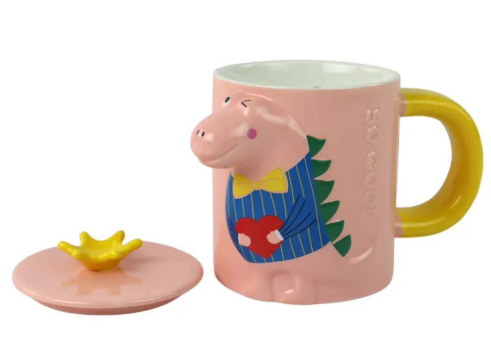roza šalica za čaj dinosaur 400ml - slika 2