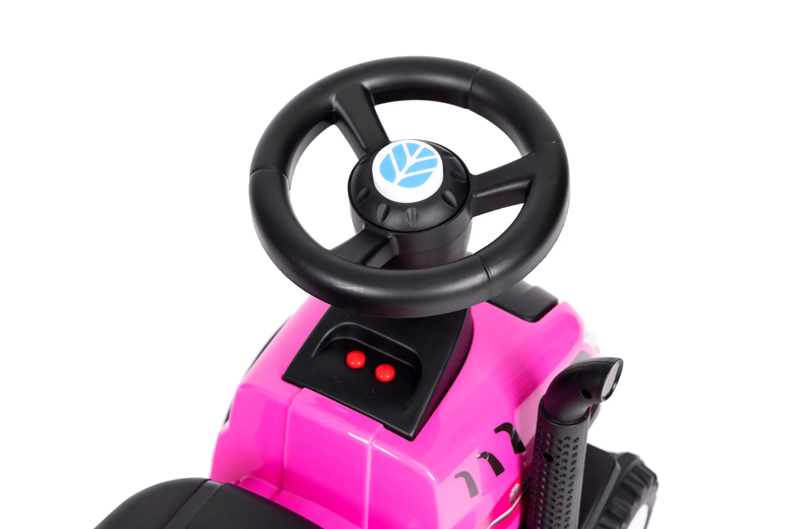traktor za vožnju s prikolicom za djecu, interaktivni volan, zvukovi, roza - slika 8