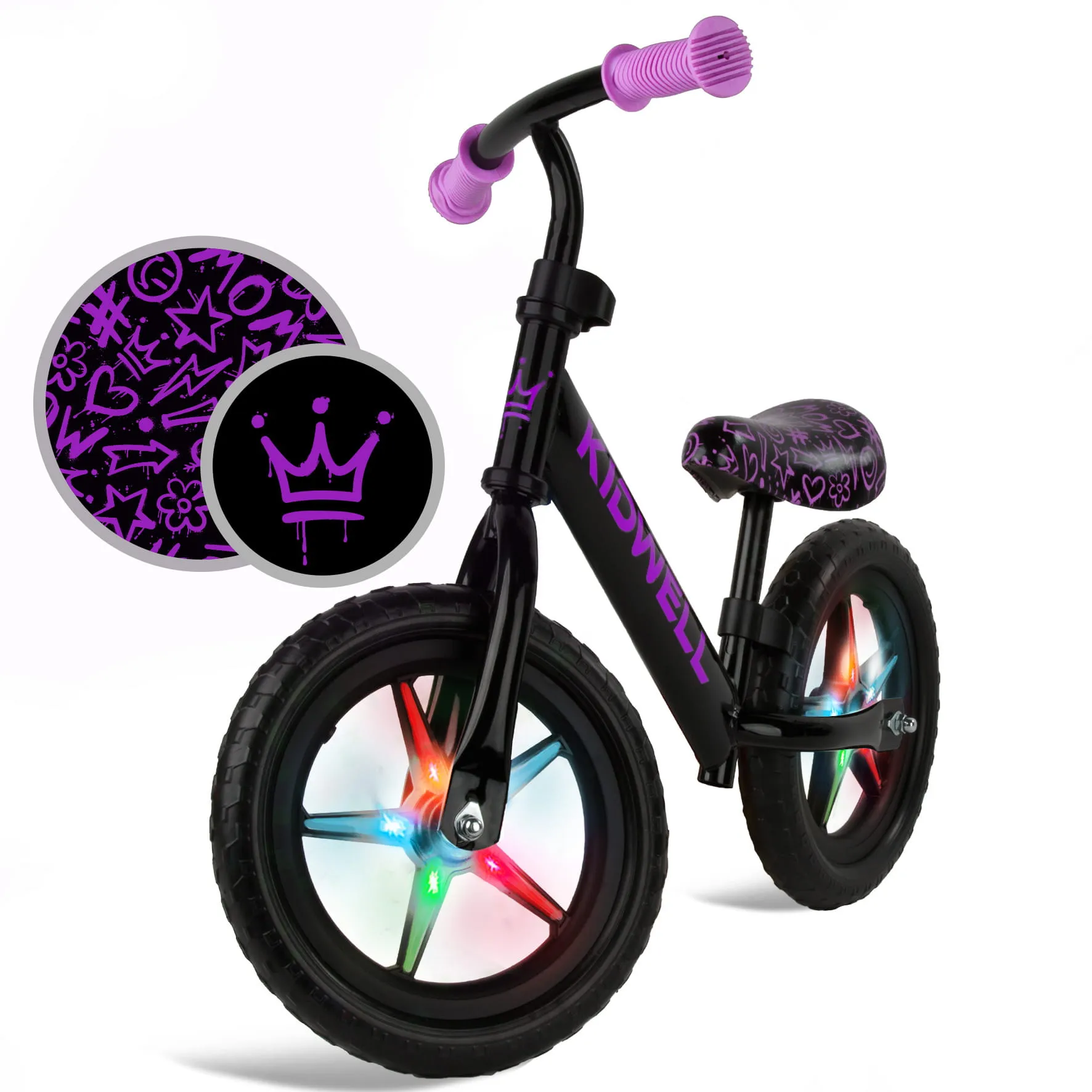 kidwell rebel led neonsko ružičasti bicikl za balansiranje - slika 9