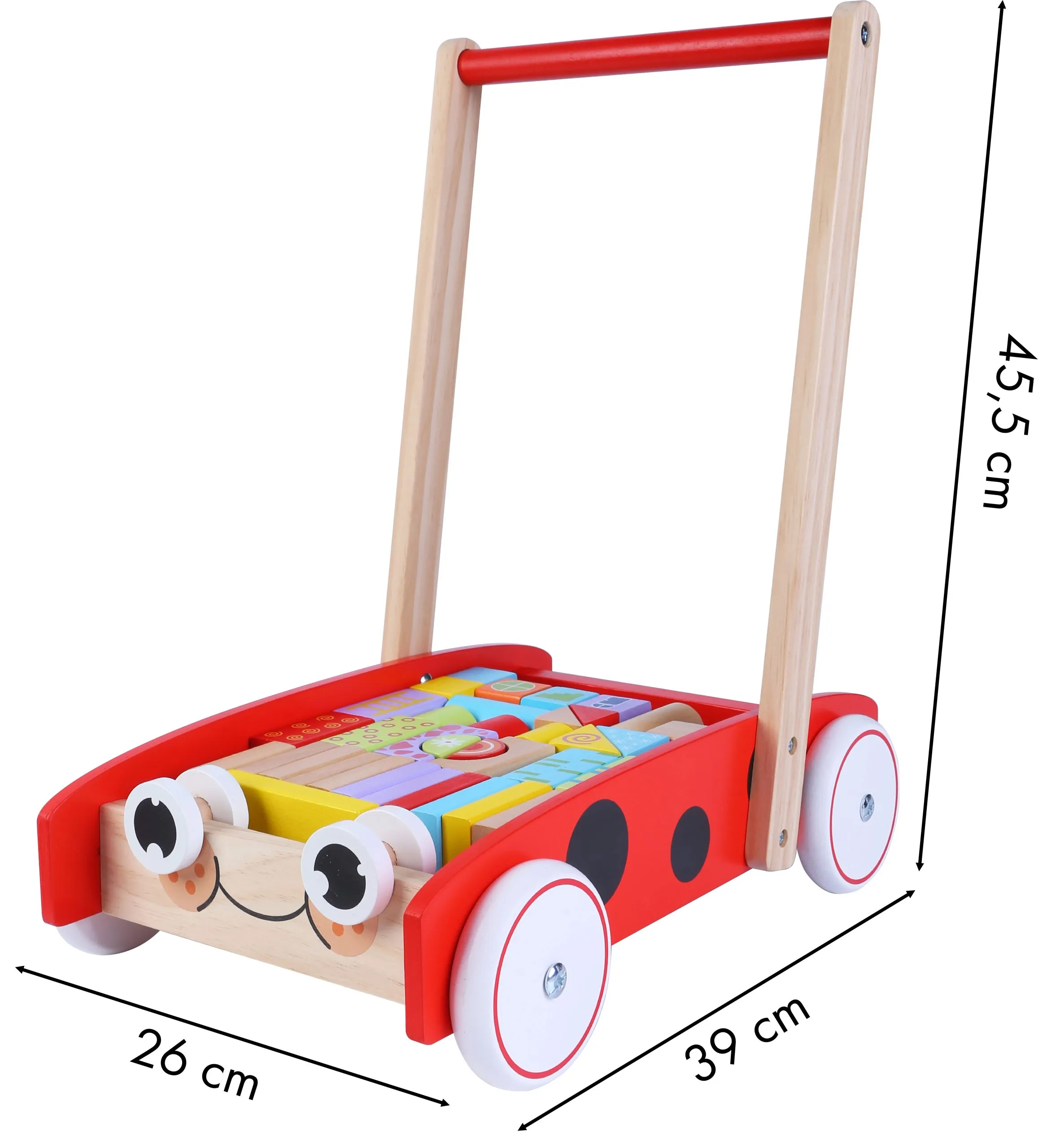ecotoys drvena guralica s kockicama 40kom. - slika 6