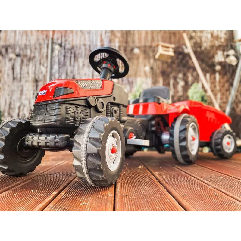 woopie traktor na pedale s prikolicom gotrack maxi - crveni - slika 4