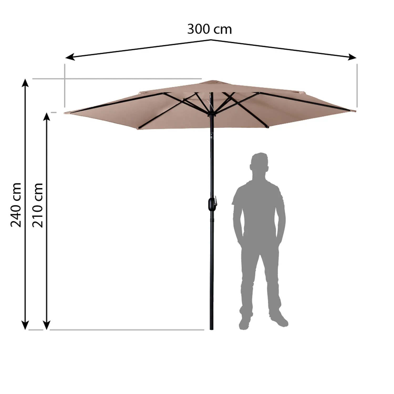 plonos vrtni suncobran 300 cm bež - slika 5