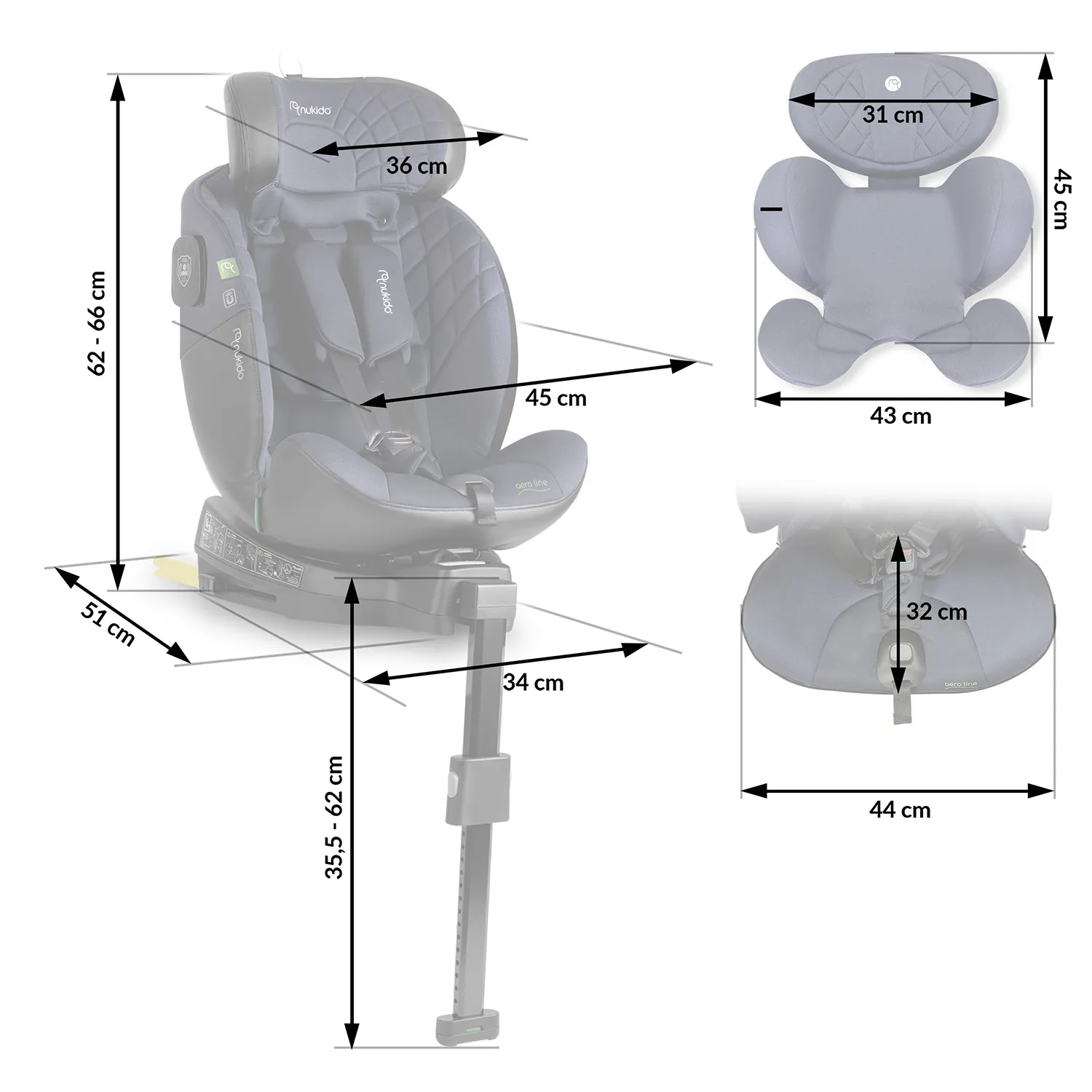 nukido aero line crna i tamnoplava autosjedalica 0-36 kg isofix - slika 5