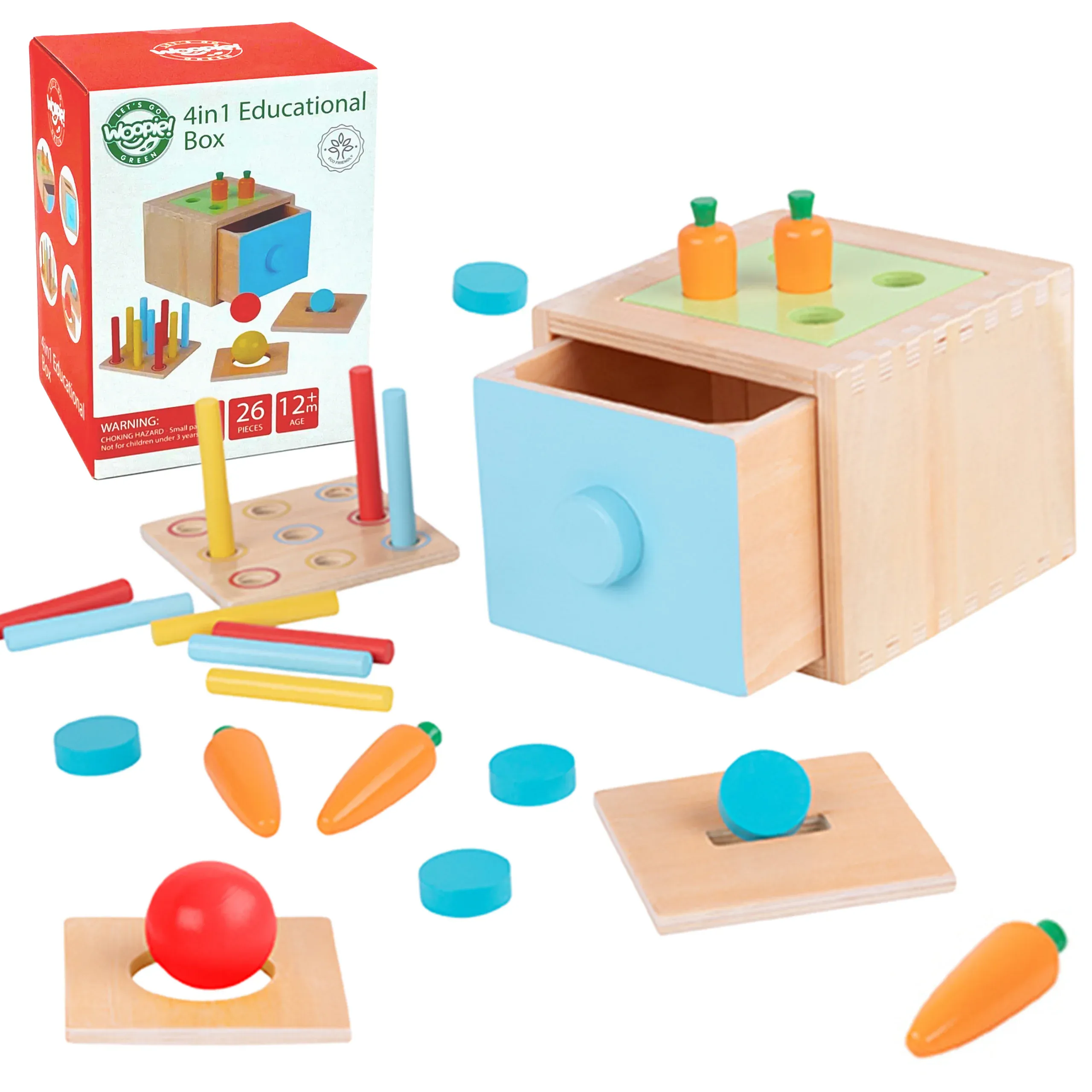 woopie montessori drvena kutija/sorter s kliznom ladicom - slika 2