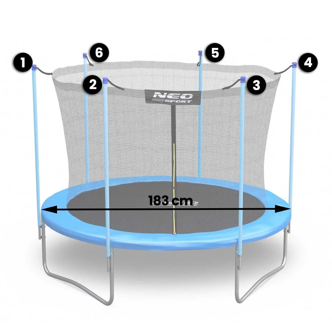 unutarnja mreža za trampoline 183cm 6ft neo-sport - slika 3