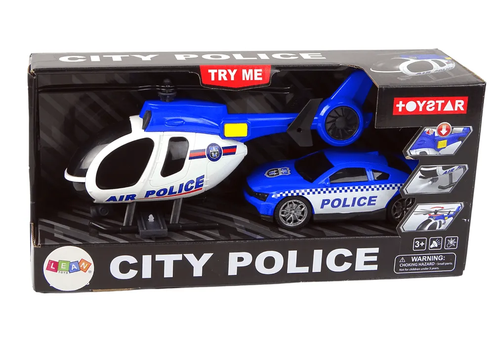 igračka policijski set helikopter i auto - slika 5