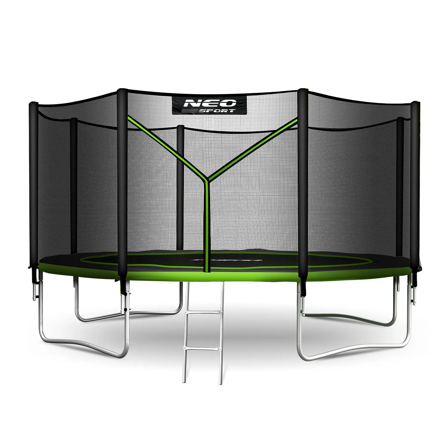 neo-sport vrtni trampolin 374 cm (12 ft) s vanjskom mrežom i ljestvama, zeleni - slika 3