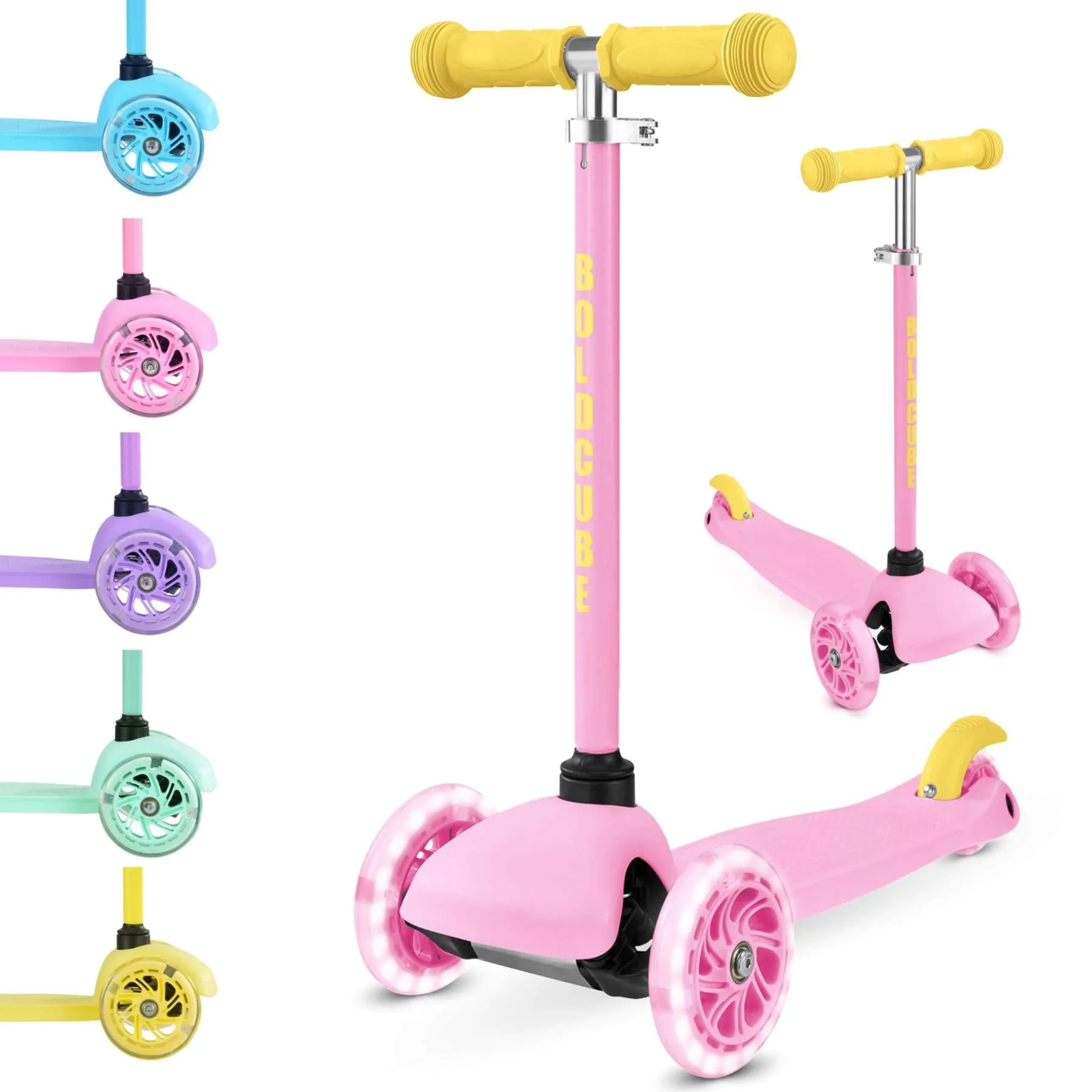 boldcube sklopivi mali romobil s tri kotača, pink - slika 8