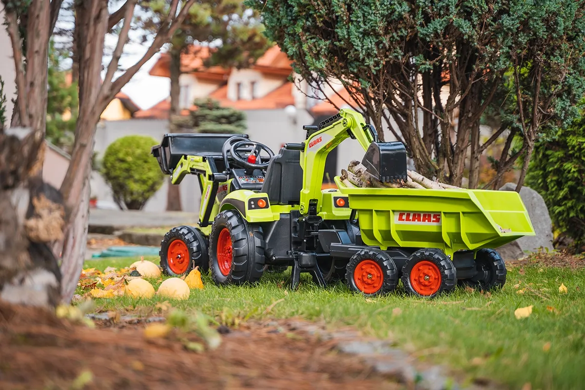 traktor na pedale falk claas sa prikolicom, žlicom i buldožerom 3 godine - slika 7