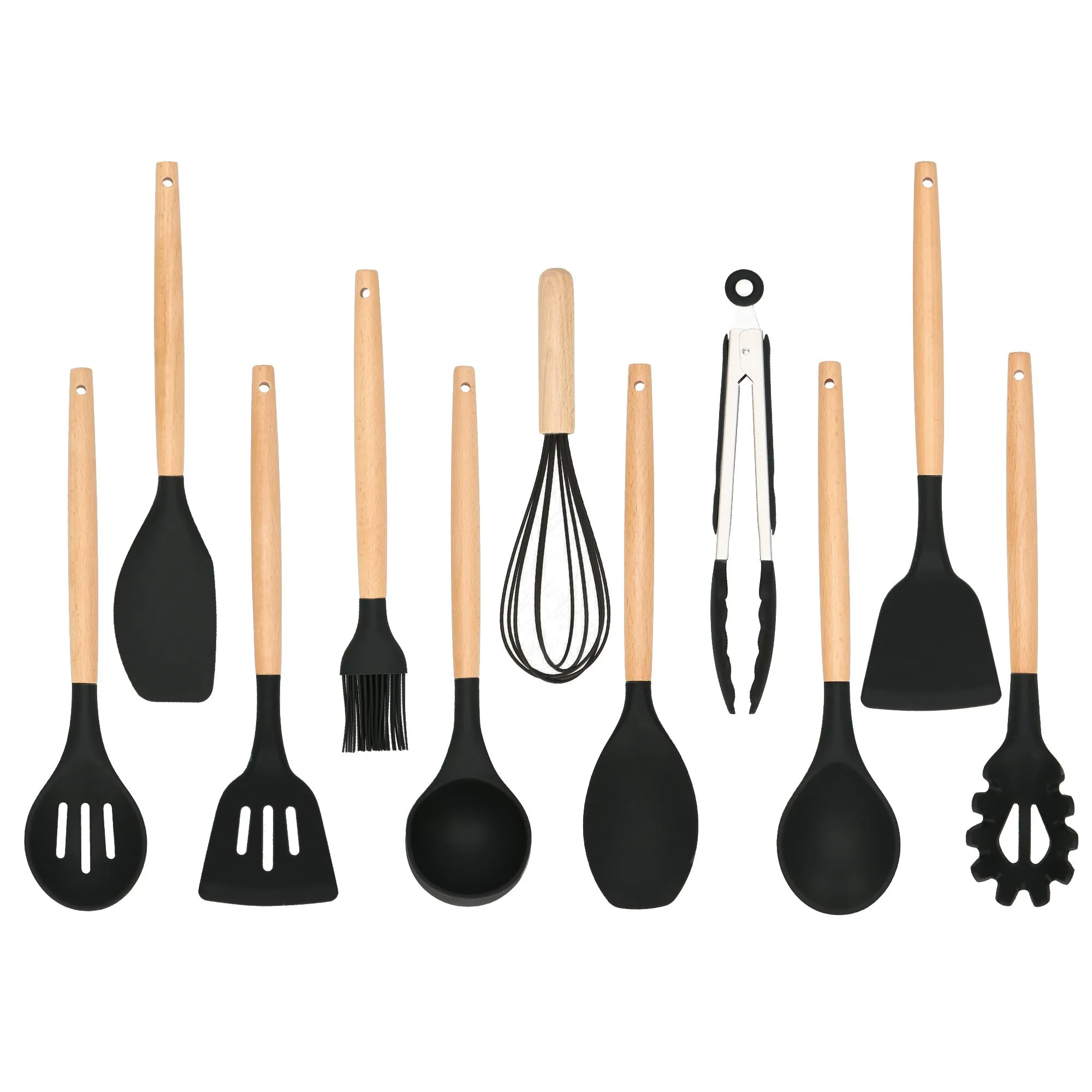 kuhinjski set, 12 kom. crni - slika 4