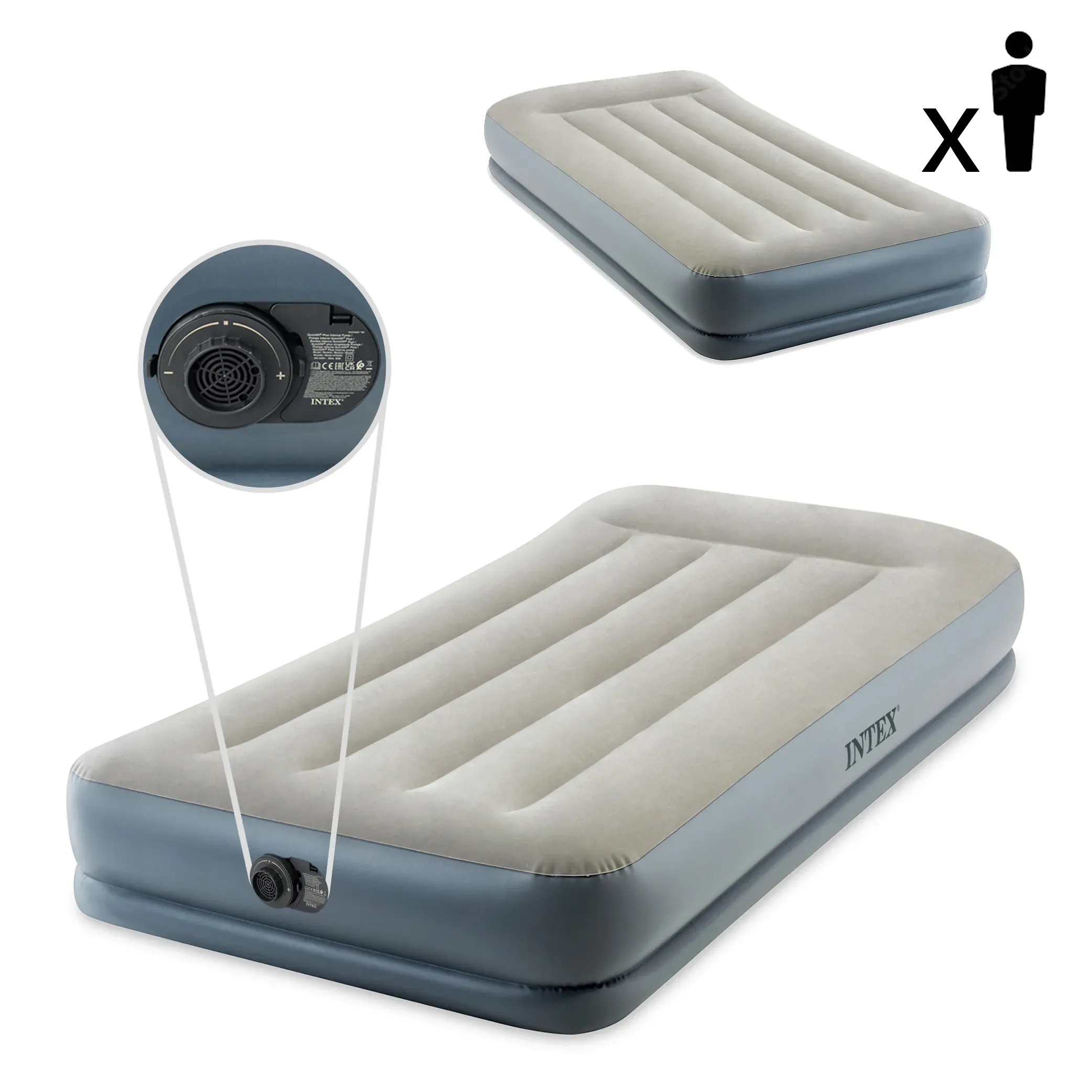 intex madrac na napuhavanje 191 x 99cm sivi - slika 2