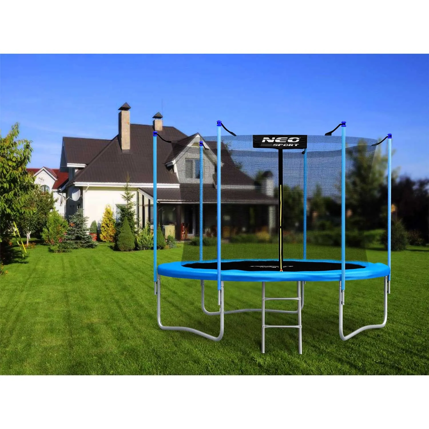 vrtni trampolin 6ft/183cm s unutarnjom mrežom i neo-sportskim ljestvama - slika 3
