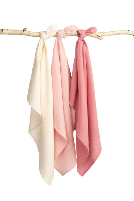 muslin pelena uniforma roza (pakiranje - 3 kom) - slika 4